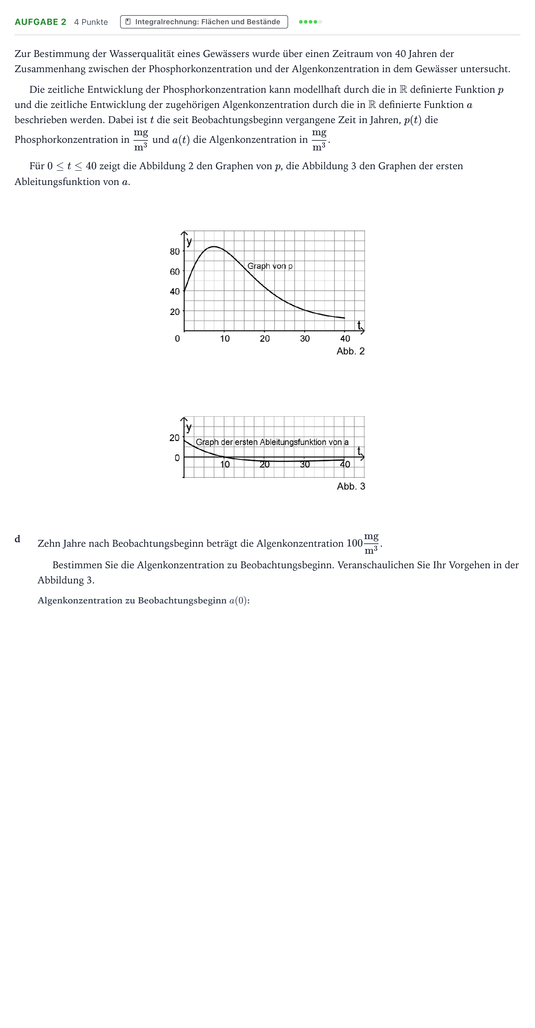 Aufgabenstellung: Aufgabe 2 - Integralrechnung · Abitur NRW Mathematik GK · Teil B · Analysis (WTR) 2024