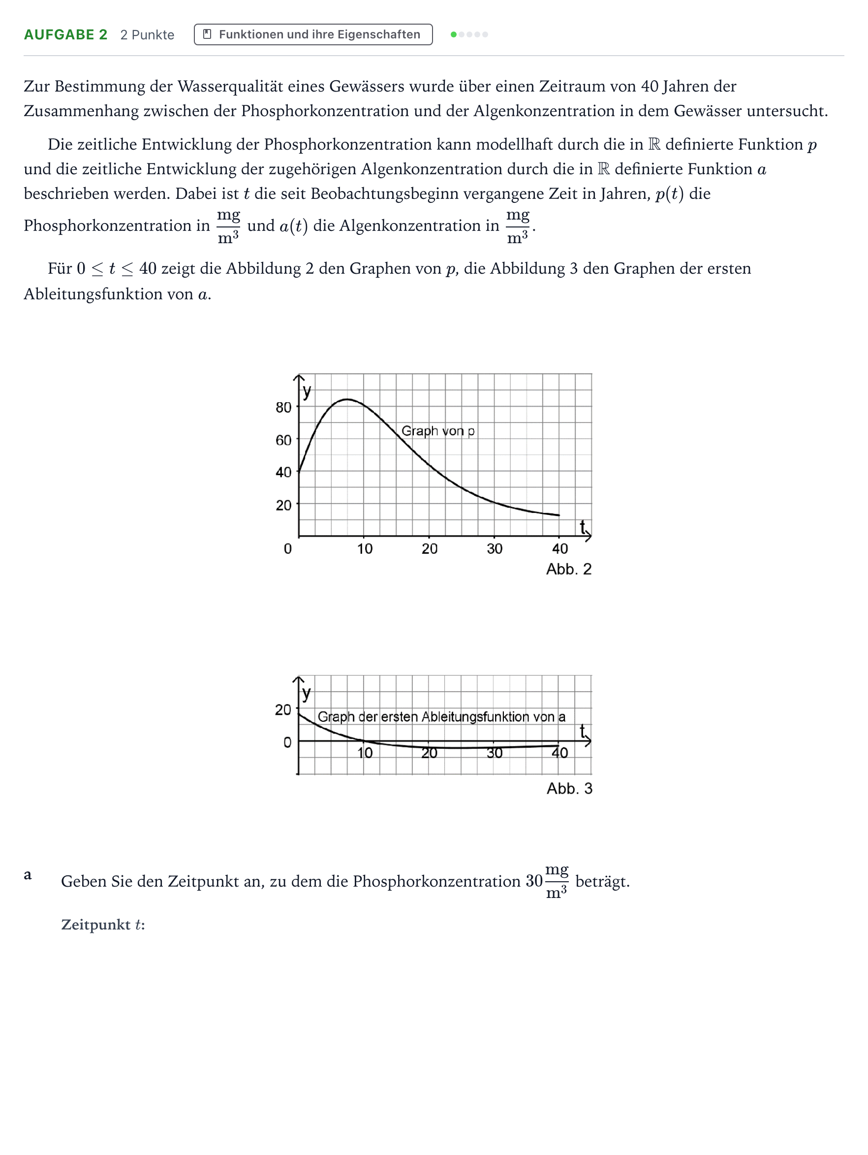 Aufgabenstellung: Aufgabe 2 - Funktionen und ihre Eigenschaften · Abitur NRW Mathematik GK · Teil B · Analysis (WTR) 2024