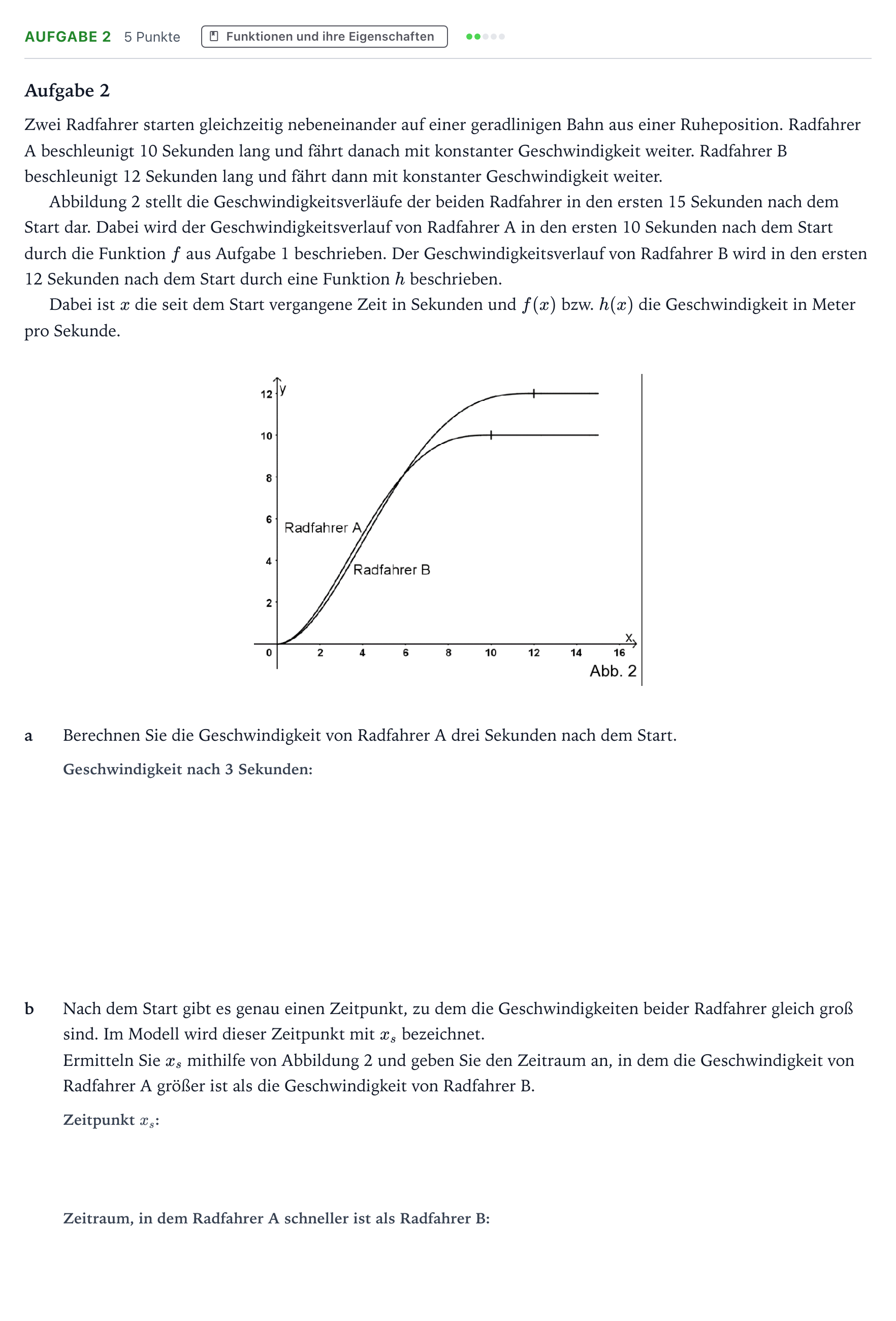 Aufgabenstellung: Aufgabe 2 - Funktionen und ihre Eigenschaften · Abitur NRW Mathematik GK · Teil B · Analysis (WTR) 2024