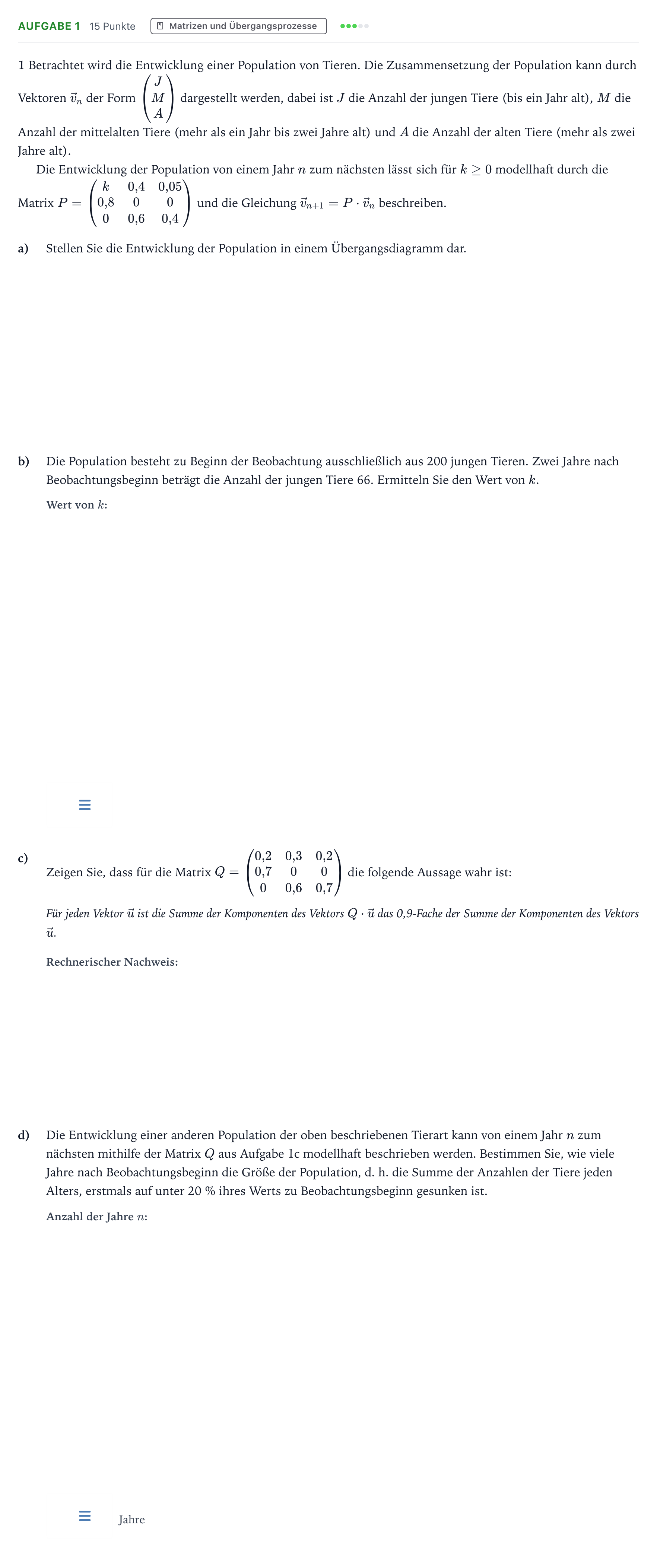 Aufgabenstellung: Aufgabe 1 · Abitur NRW Mathematik LK · Teil B · Lineare Algebra (WTR) 2024