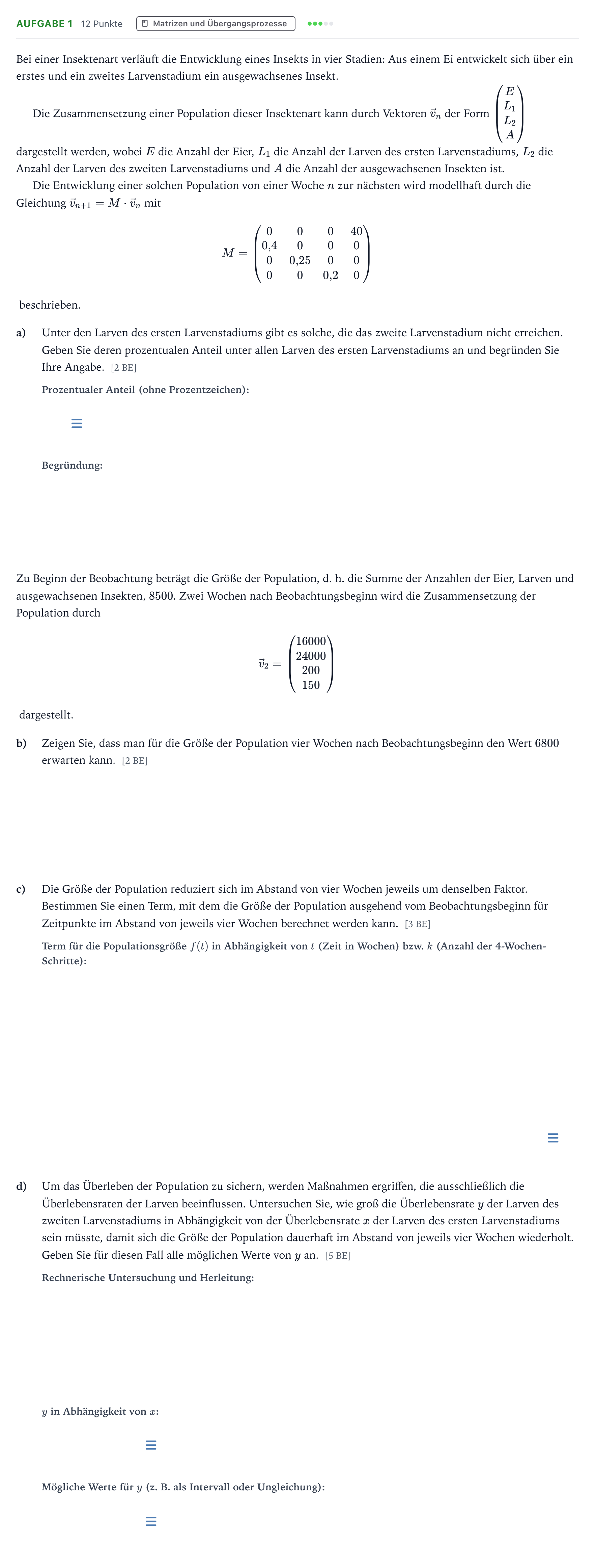 Aufgabenstellung: Aufgabe 1 · Abitur NRW Mathematik GK · Teil B · Lineare Algebra (CAS) 2024