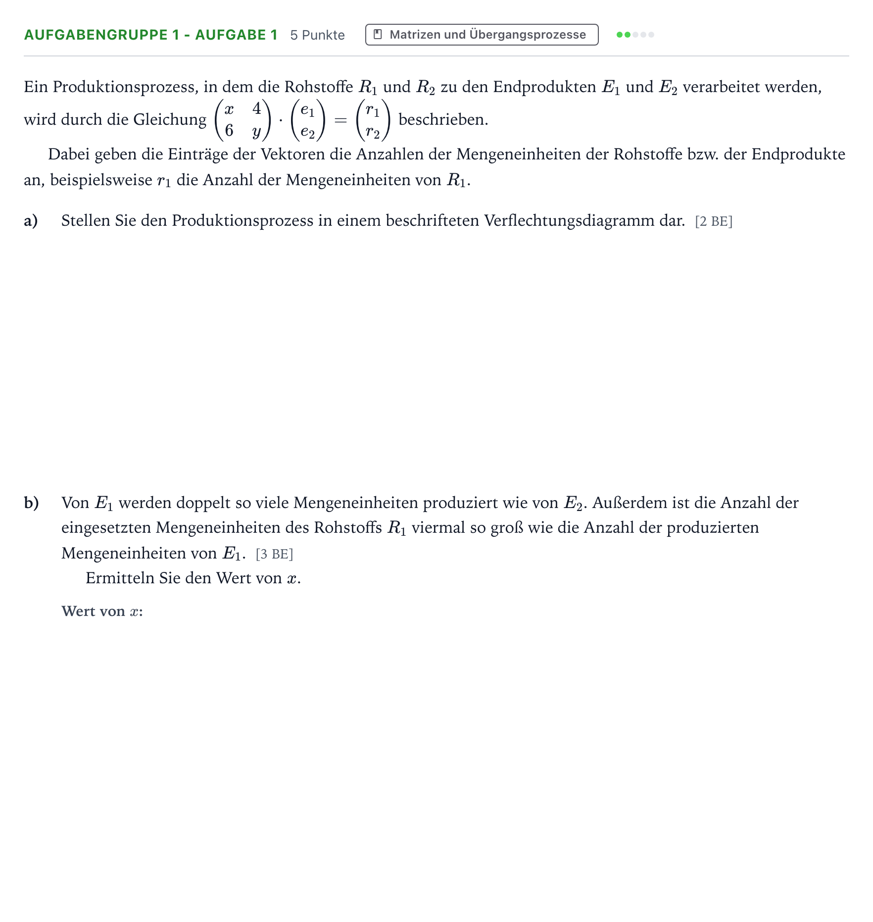 Aufgabenstellung: Aufgabengruppe 1 - Aufgabe 1 · Abitur NRW Mathematik GK · Teil A · Lineare Algebra 2024