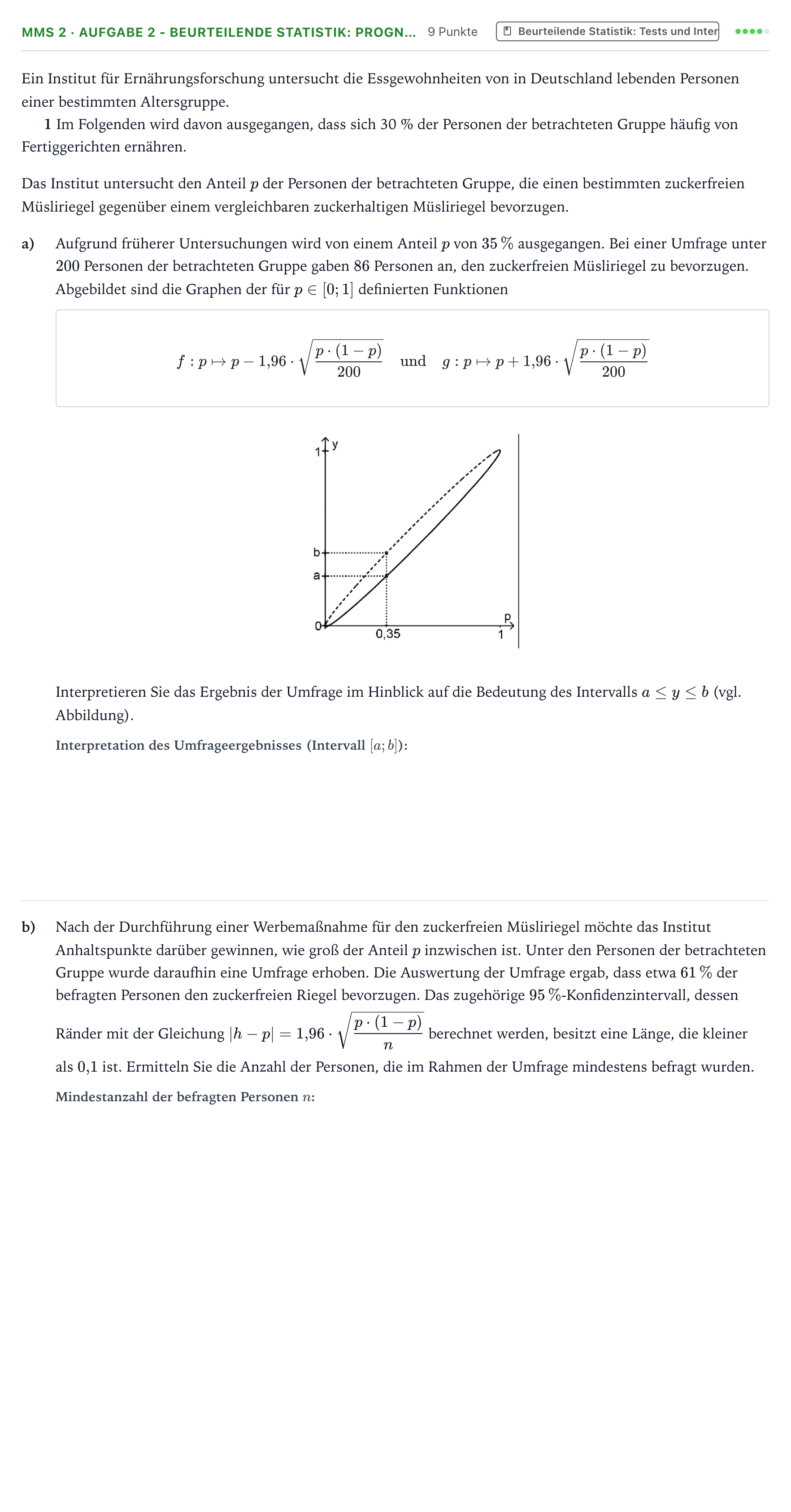 Aufgabenstellung: Aufgabe MMS 2 · Aufgabe 2 - Beurteilende Statistik: Progn… · Abitur NRW Mathematik LK · Teil B · Stochastik (CAS) 2024
