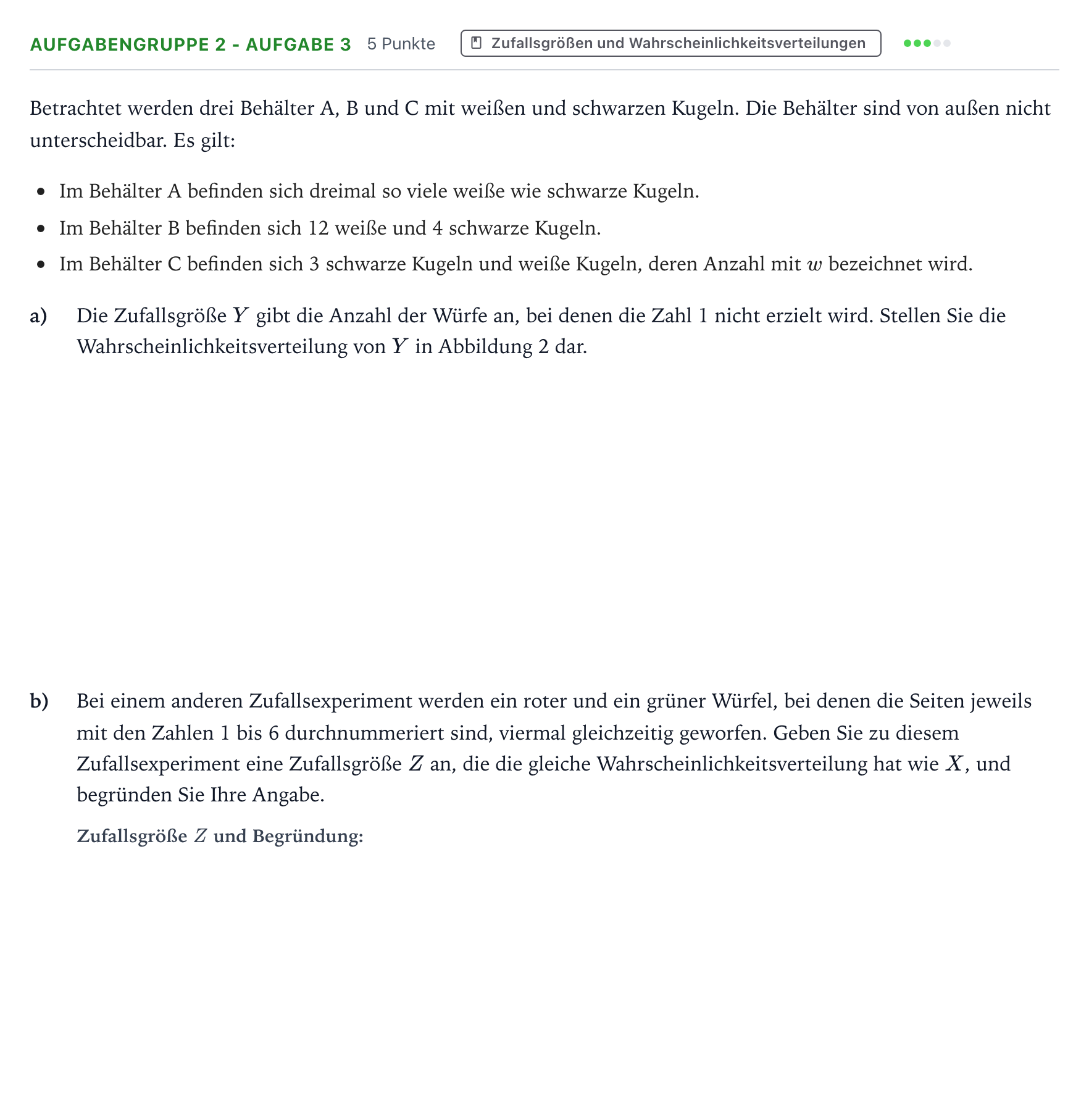 Aufgabenstellung: Aufgabengruppe 2 - Aufgabe 3 · Abitur NRW Mathematik LK · Teil A · Stochastik 2024