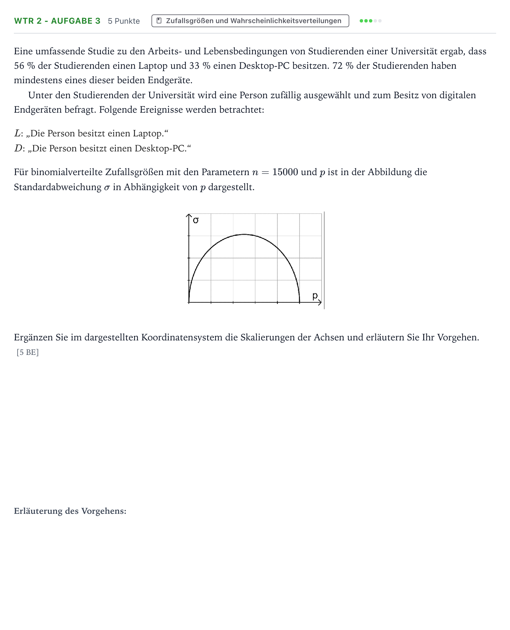 Aufgabenstellung: Aufgabe WTR 2 - Aufgabe 3 · Abitur NRW Mathematik GK · Teil B · Stochastik (WTR) 2024