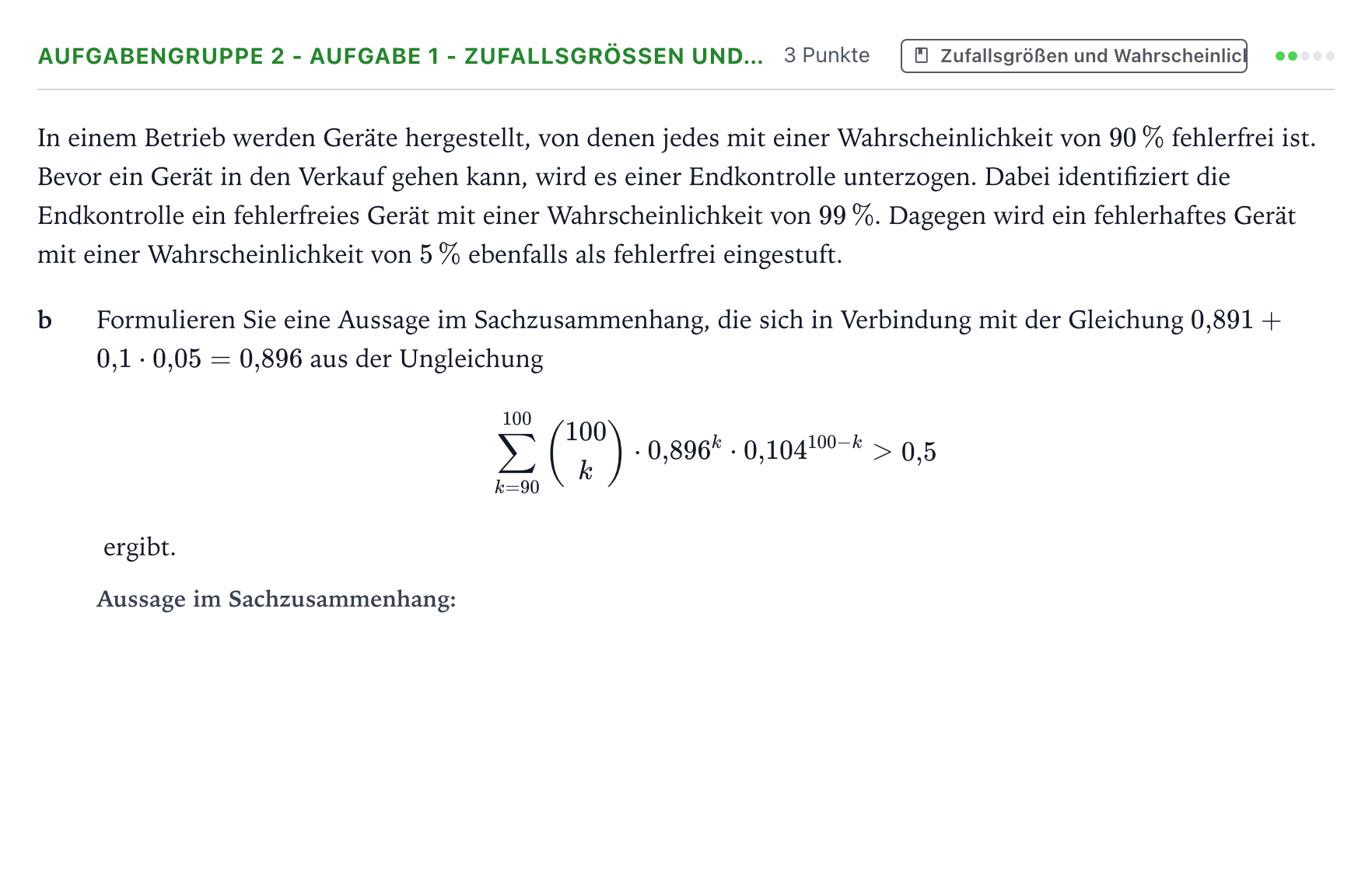 Aufgabenstellung: Aufgabengruppe 2 - Aufgabe 1 - Zufallsgrößen und… · Abitur NRW Mathematik GK · Teil A · Stochastik 2024