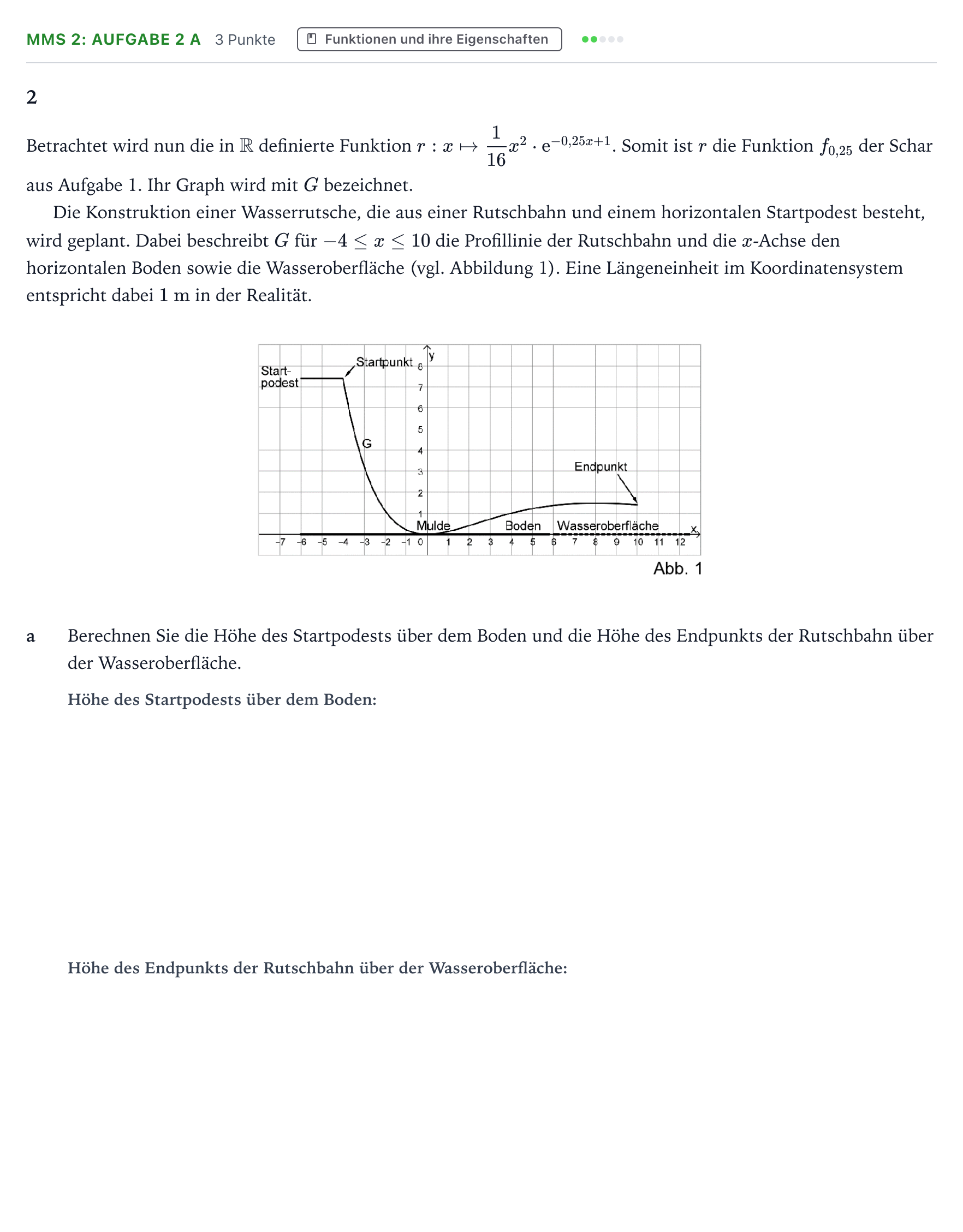 Aufgabenstellung: Aufgabe MMS 2: Aufgabe 2 a - Funktionen und ihre Eigensch… · Abitur NRW Mathematik LK · Teil B · Analysis (CAS) 2025