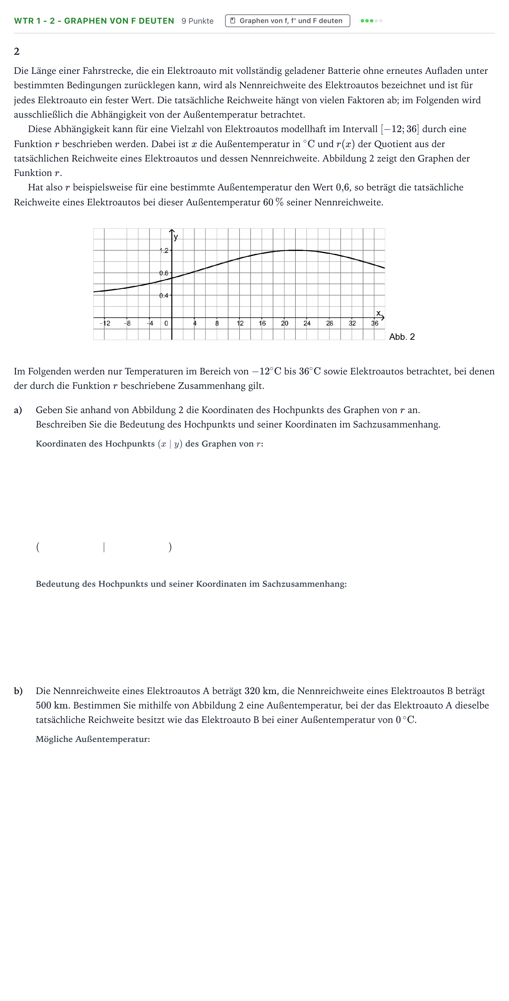 Aufgabenstellung: Aufgabe WTR 1 - 2 - Graphen von f deuten · Abitur NRW Mathematik LK · Teil B · Analysis (WTR) 2025
