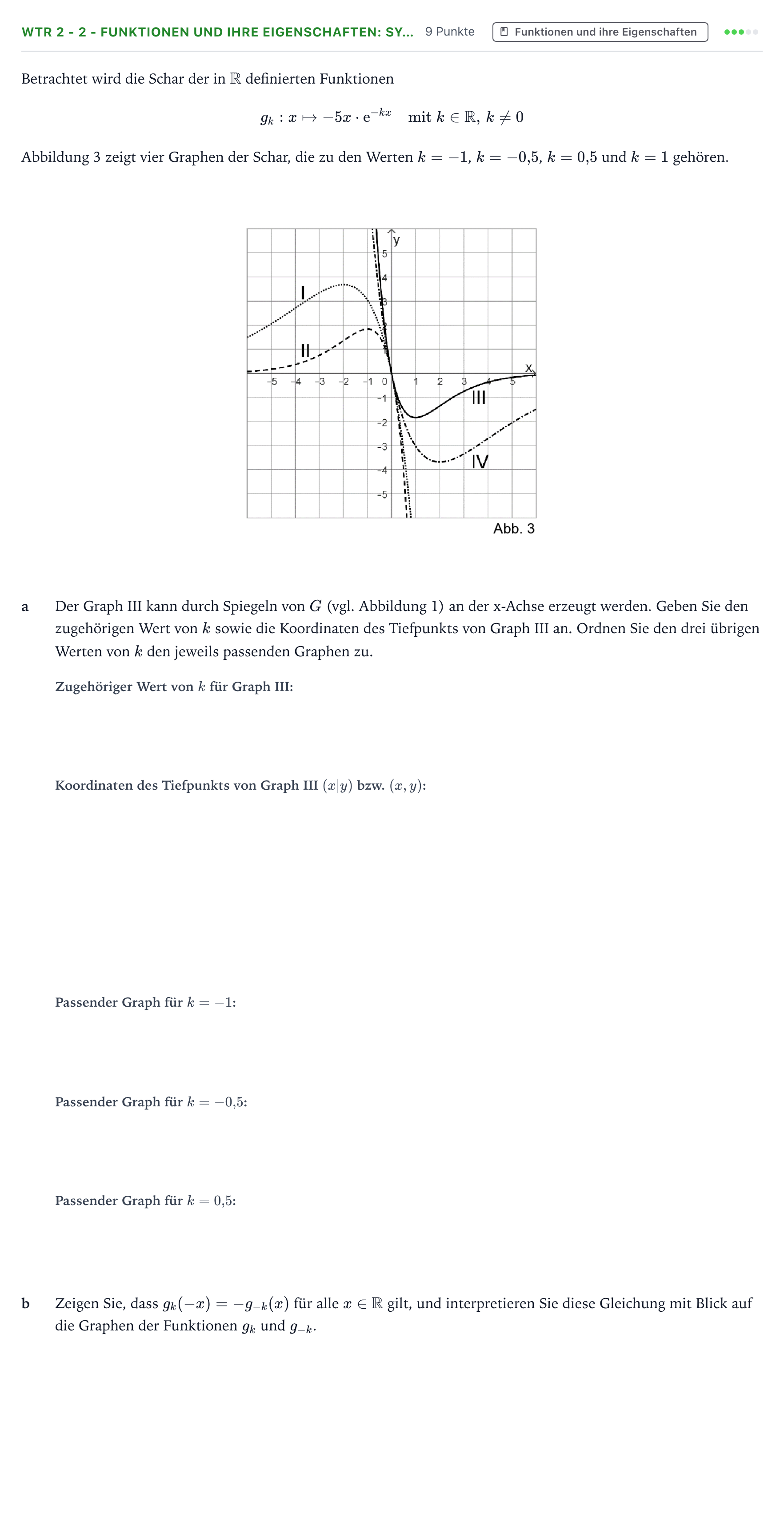 Aufgabenstellung: Aufgabe WTR 2 - 2 - Funktionen und ihre Eigenschaften: Sy… · Abitur NRW Mathematik LK · Teil B · Analysis (WTR) 2025