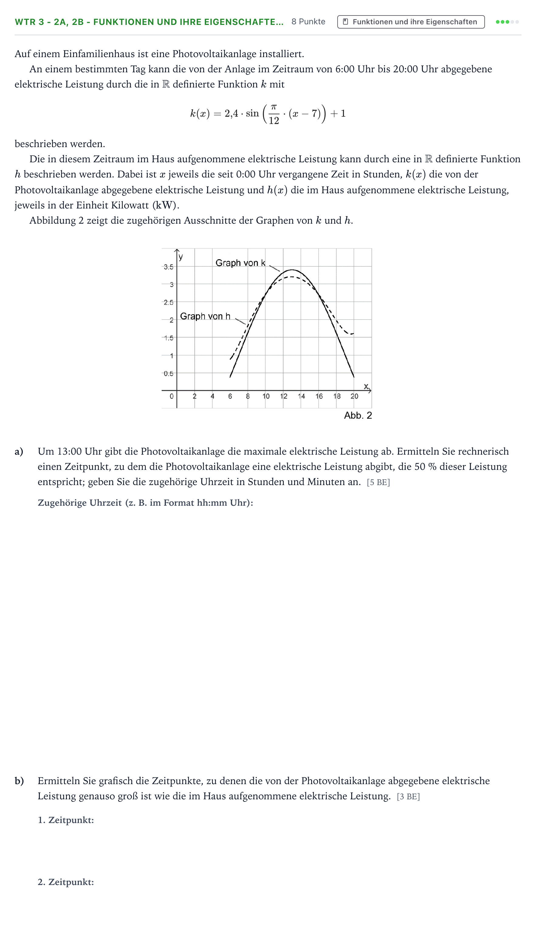 Aufgabenstellung: Aufgabe WTR 3 - 2a, 2b - Funktionen und ihre Eigenschafte… · Abitur NRW Mathematik LK · Teil B · Analysis (WTR) 2025
