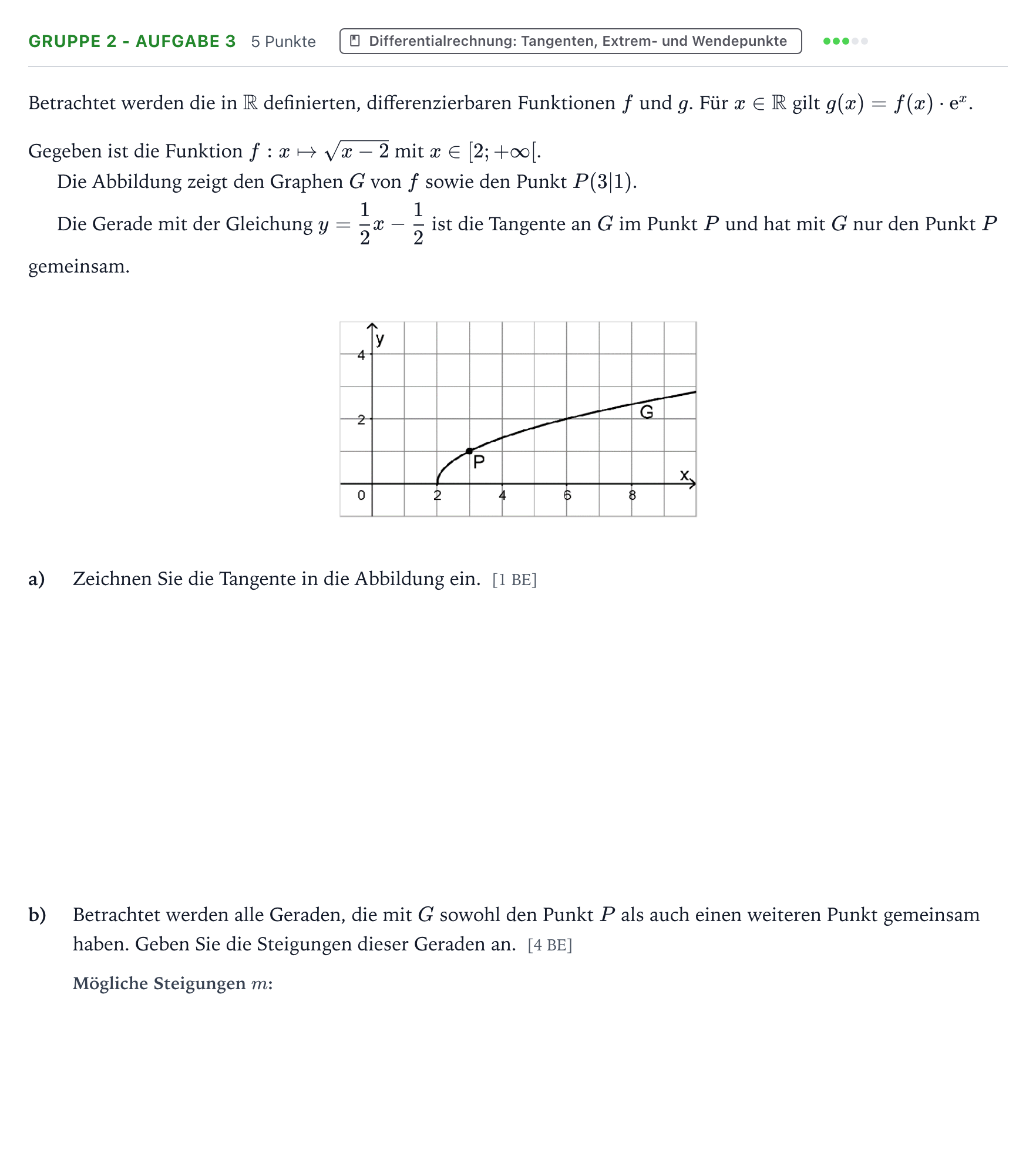 Aufgabenstellung: Aufgabe Gruppe 2 - Aufgabe 3 · Abitur NRW Mathematik LK · Teil A · Analysis 2025