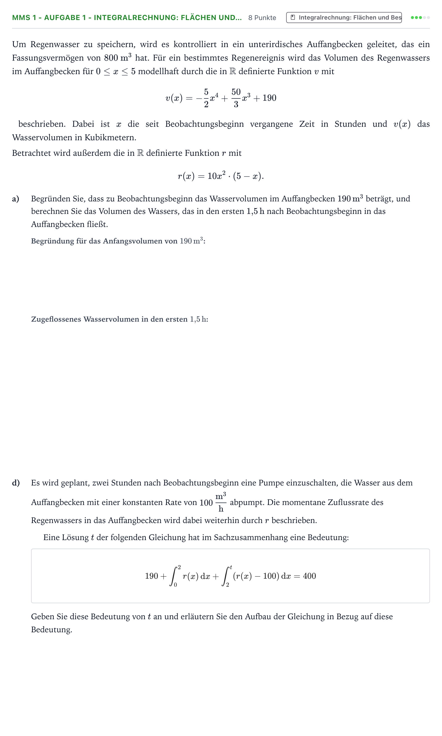 Aufgabenstellung: Aufgabe MMS 1 - Aufgabe 1 - Integralrechnung: Flächen und… · Abitur NRW Mathematik GK · Teil B · Analysis (CAS) 2025