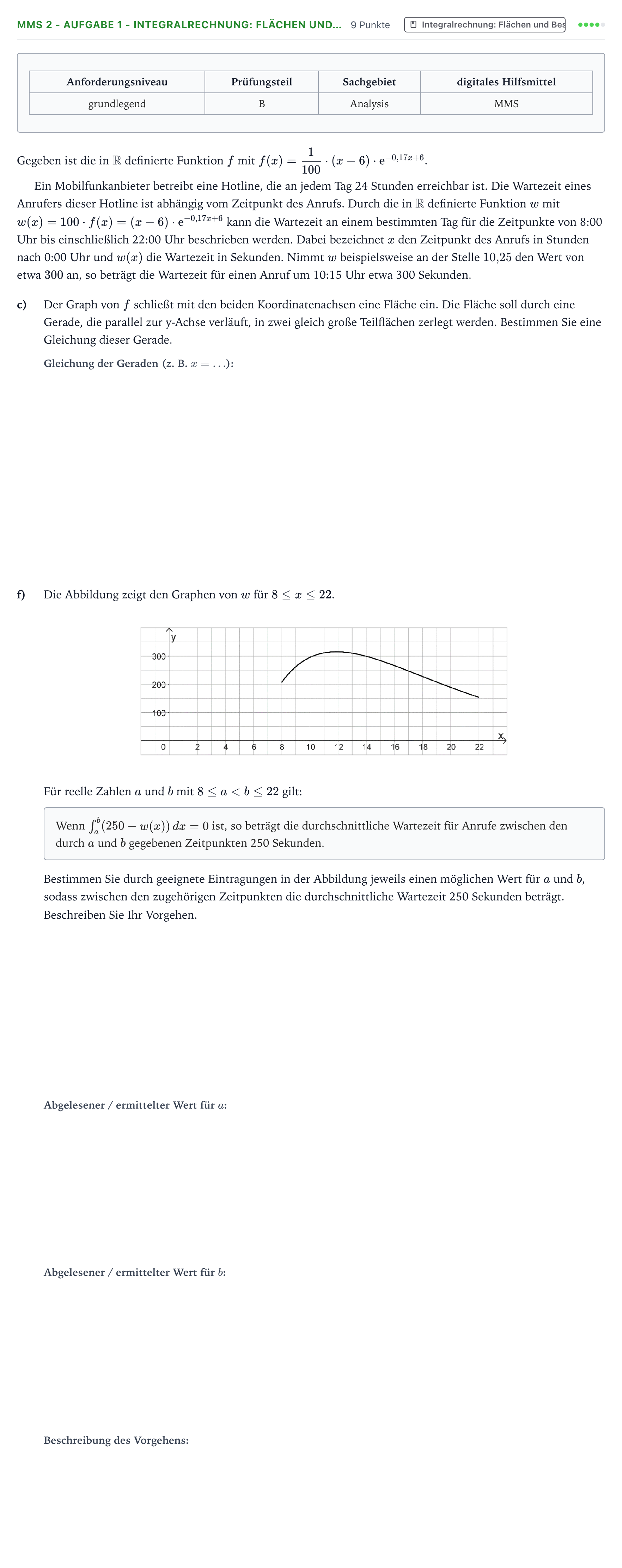 Aufgabenstellung: Aufgabe MMS 2 - Aufgabe 1 - Integralrechnung: Flächen und… · Abitur NRW Mathematik GK · Teil B · Analysis (CAS) 2025