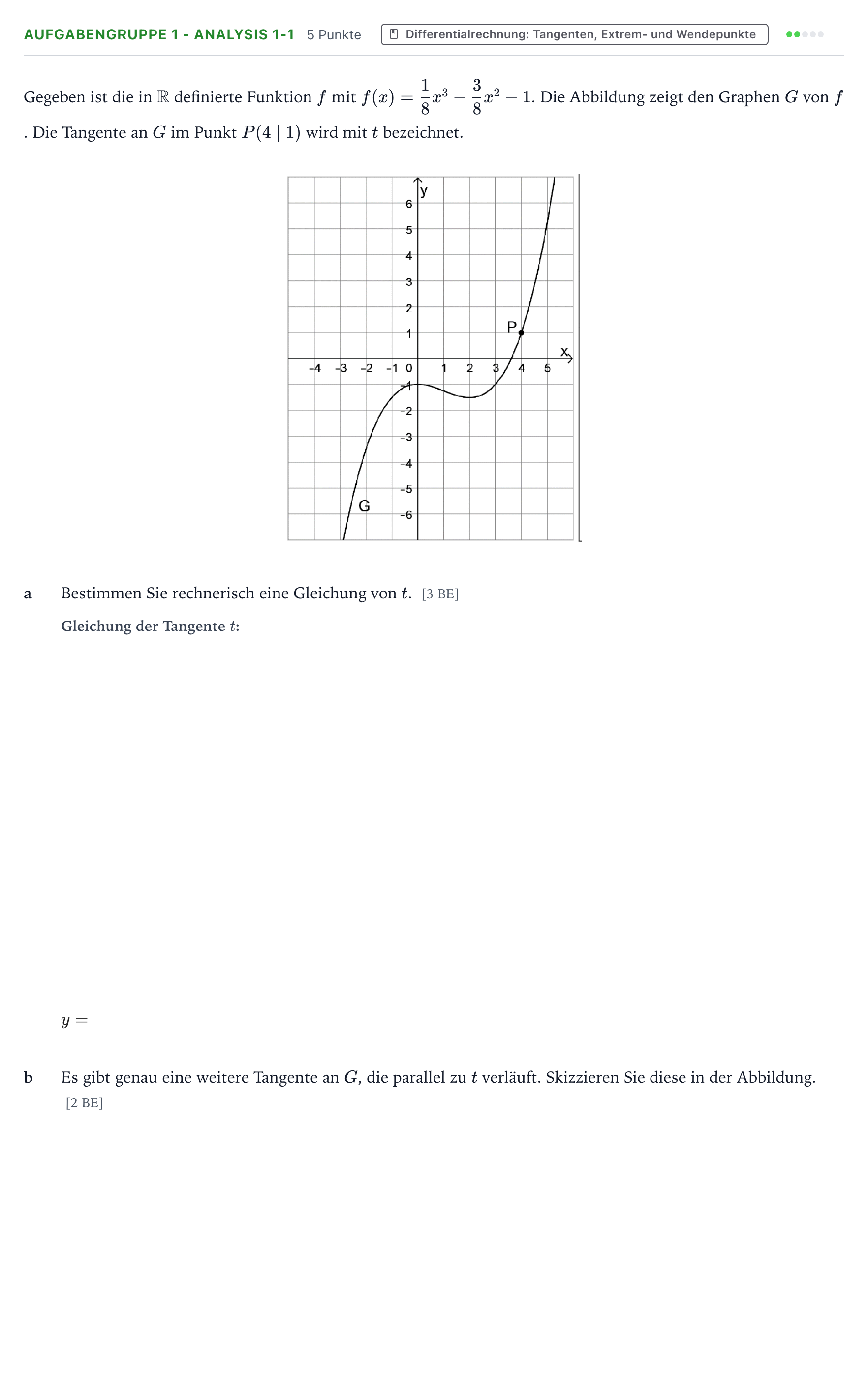 Aufgabenstellung: Aufgabengruppe 1 - Analysis 1-1 · Abitur NRW Mathematik GK · Teil A · Analysis 2025
