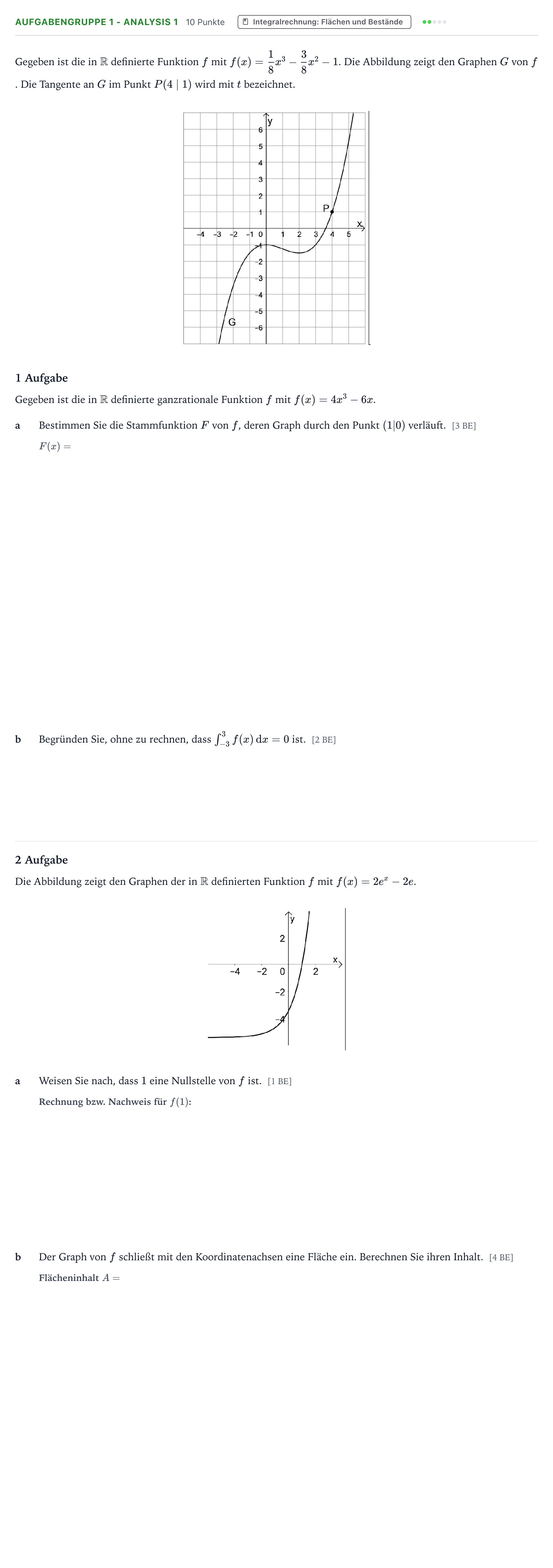 Aufgabenstellung: Aufgabengruppe 1 - Analysis 1 · Abitur NRW Mathematik GK · Teil A · Analysis 2025