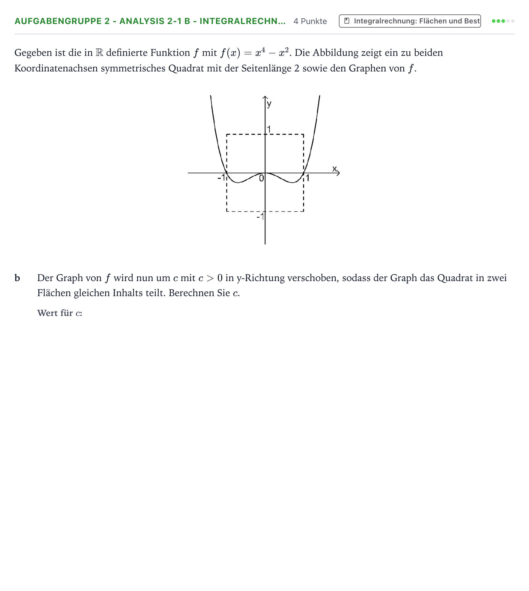 Aufgabenstellung: Aufgabengruppe 2 - Analysis 2-1 b - Integralrechn… · Abitur NRW Mathematik GK · Teil A · Analysis 2025