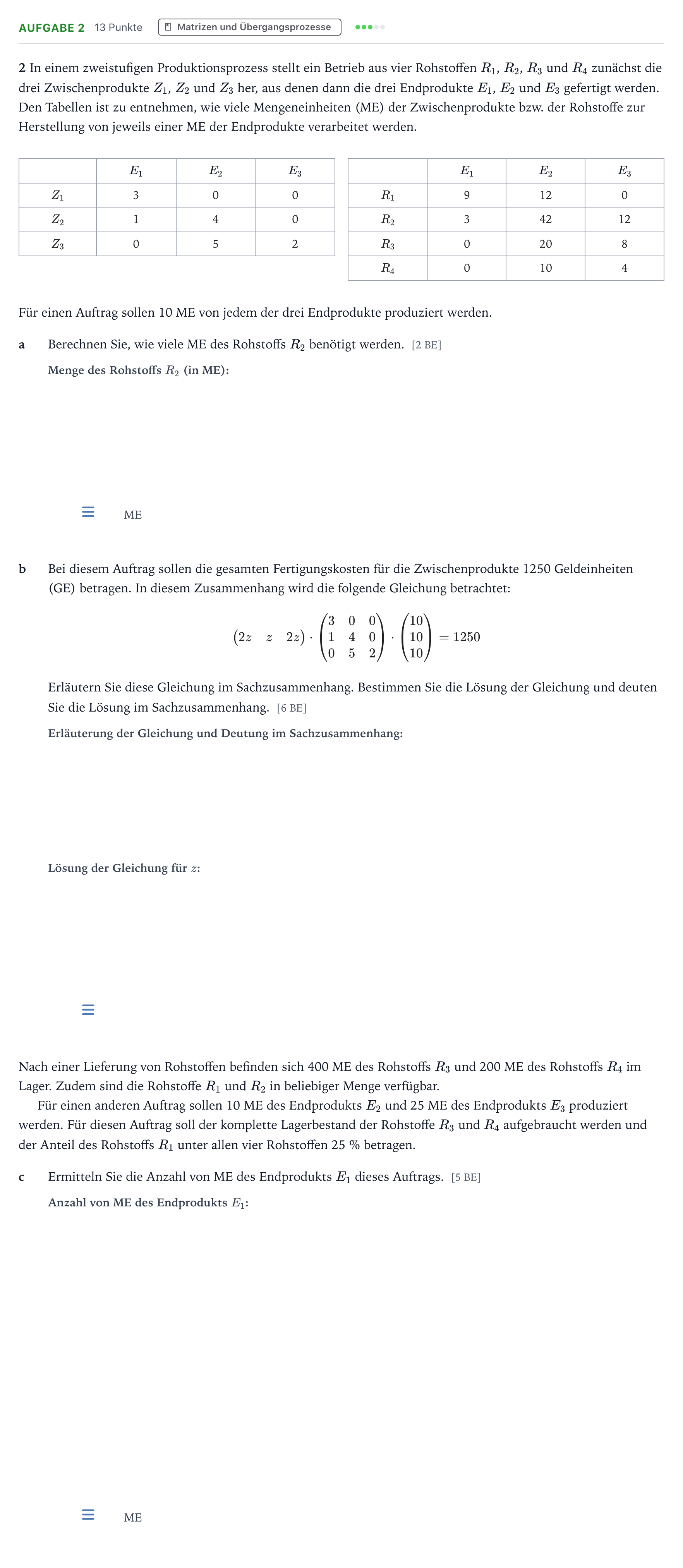 Aufgabenstellung: Aufgabe 2 · Abitur NRW Mathematik LK · Teil B · Lineare Algebra (CAS) 2025