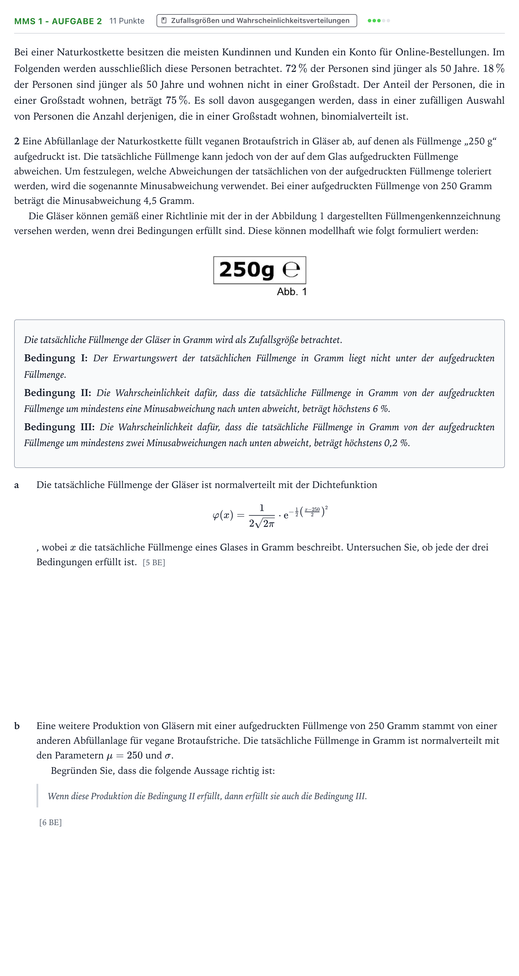 Aufgabenstellung: Aufgabe MMS 1 - Aufgabe 2 · Abitur NRW Mathematik LK · Teil B · Stochastik (CAS) 2025