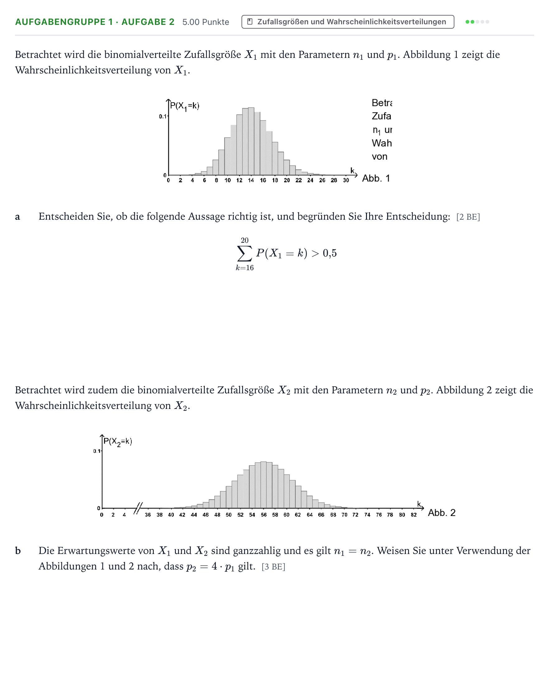 Aufgabenstellung: Aufgabengruppe 1 · Aufgabe 2 · Abitur NRW Mathematik LK · Teil A · Stochastik 2025