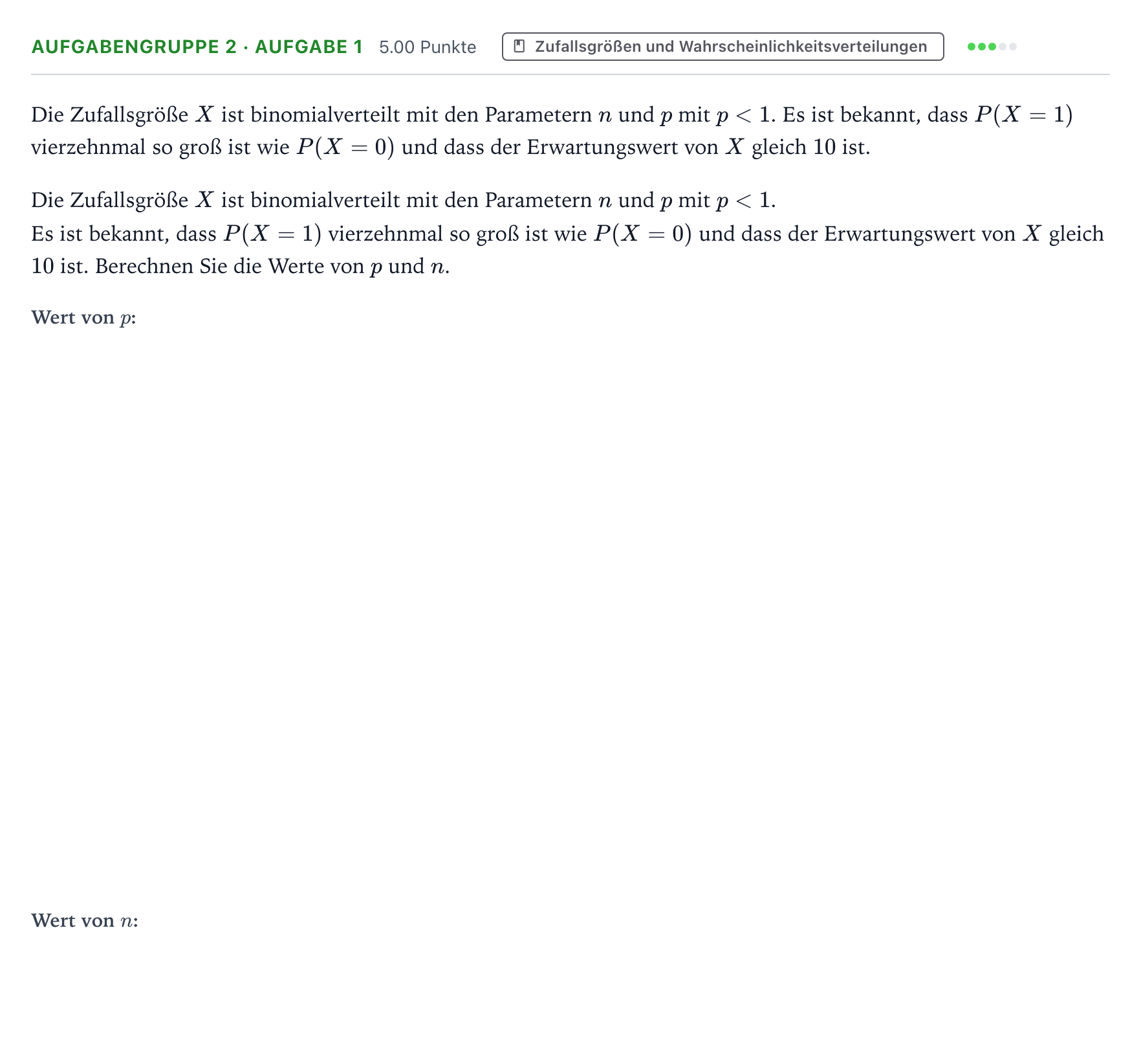 Aufgabenstellung: Aufgabengruppe 2 · Aufgabe 1 · Abitur NRW Mathematik LK · Teil A · Stochastik 2025