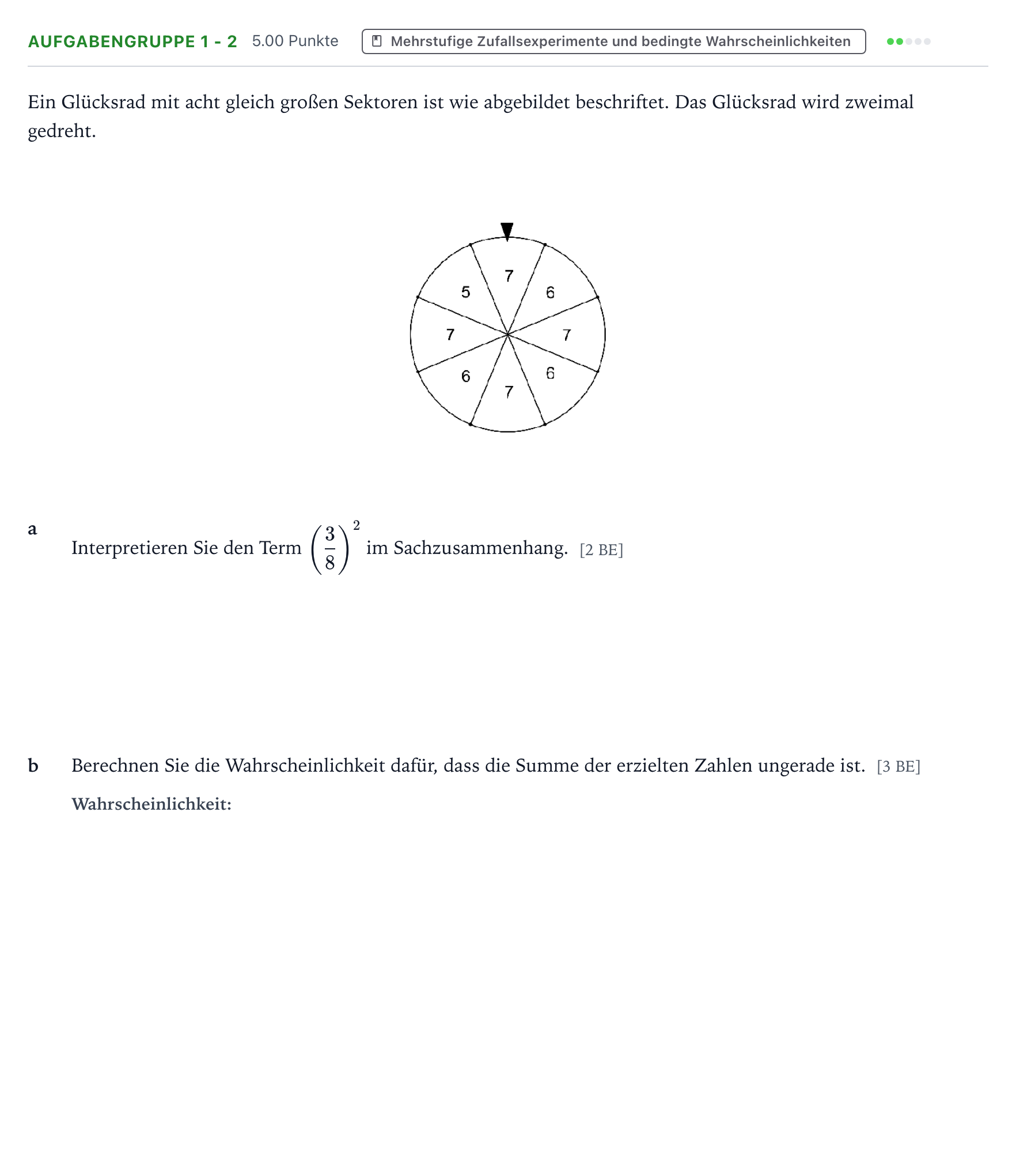 Aufgabenstellung: Aufgabengruppe 1 - 2 · Abitur NRW Mathematik GK · Teil A · Stochastik 2025