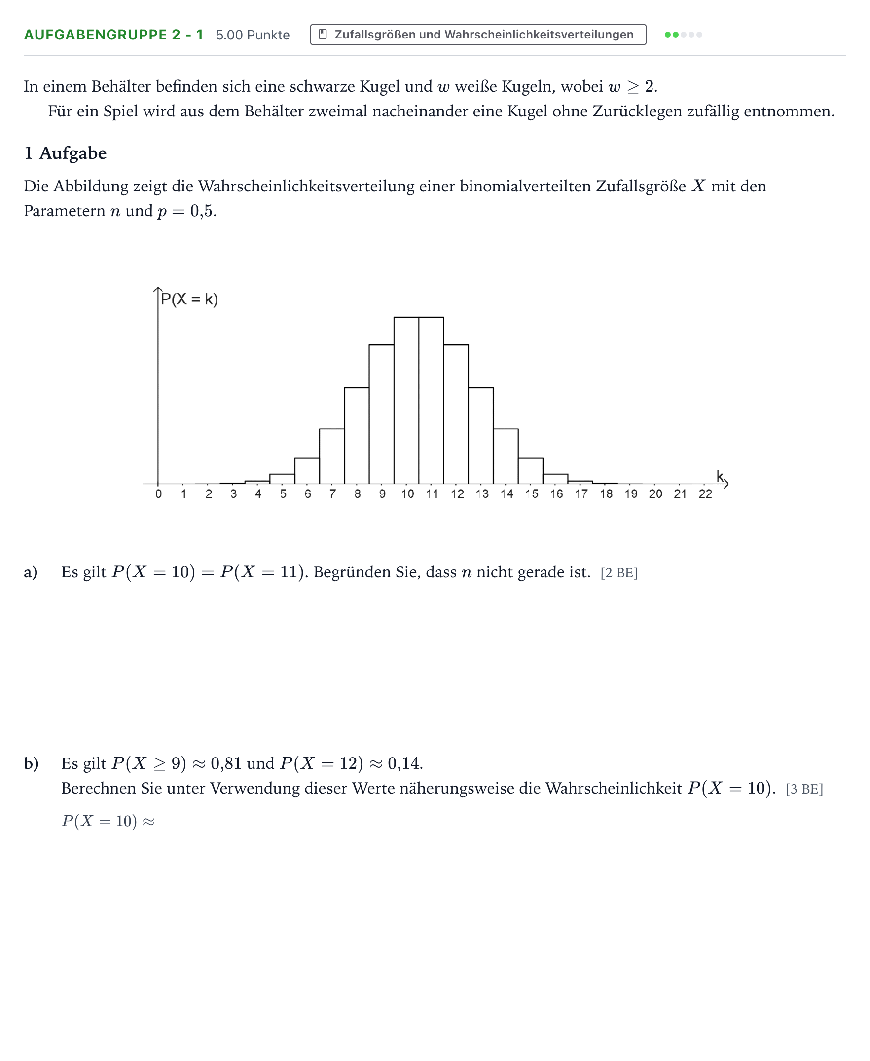 Aufgabenstellung: Aufgabengruppe 2 - 1 · Abitur NRW Mathematik GK · Teil A · Stochastik 2025