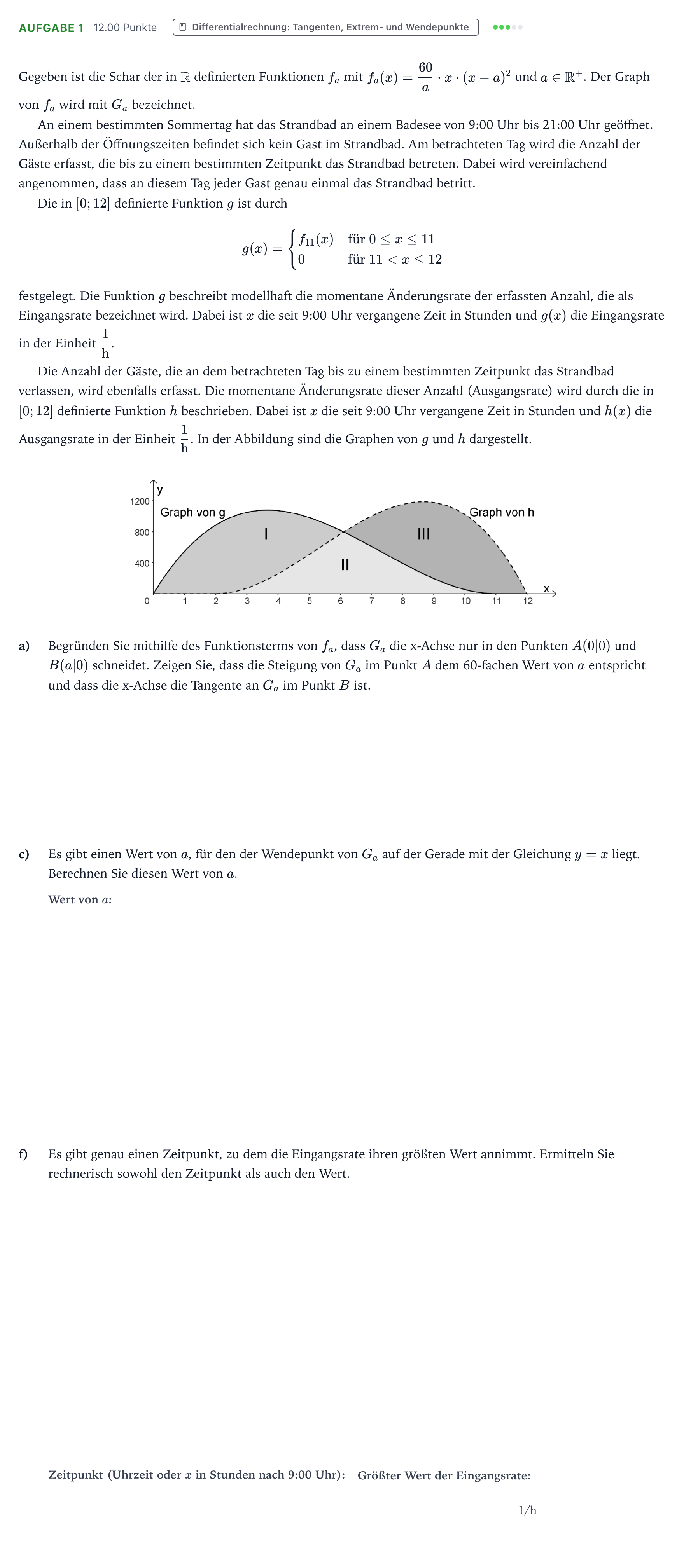 Aufgabenstellung: Aufgabe 1 - Differentialrechnung · Abitur NRW Mathematik LK · Teil B · Analysis (CAS) 2026