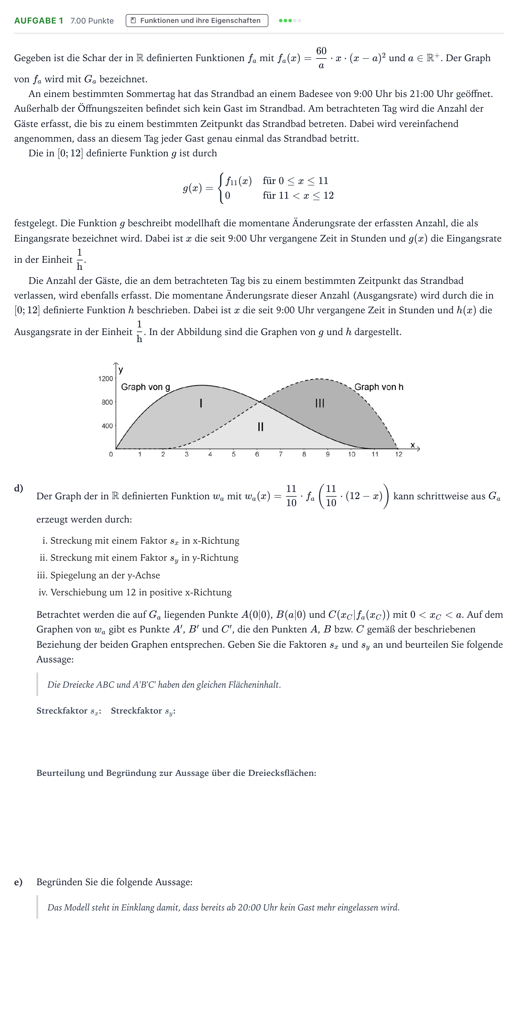Aufgabenstellung: Aufgabe 1 - Funktionen und ihre Eigenschaften · Abitur NRW Mathematik LK · Teil B · Analysis (CAS) 2026