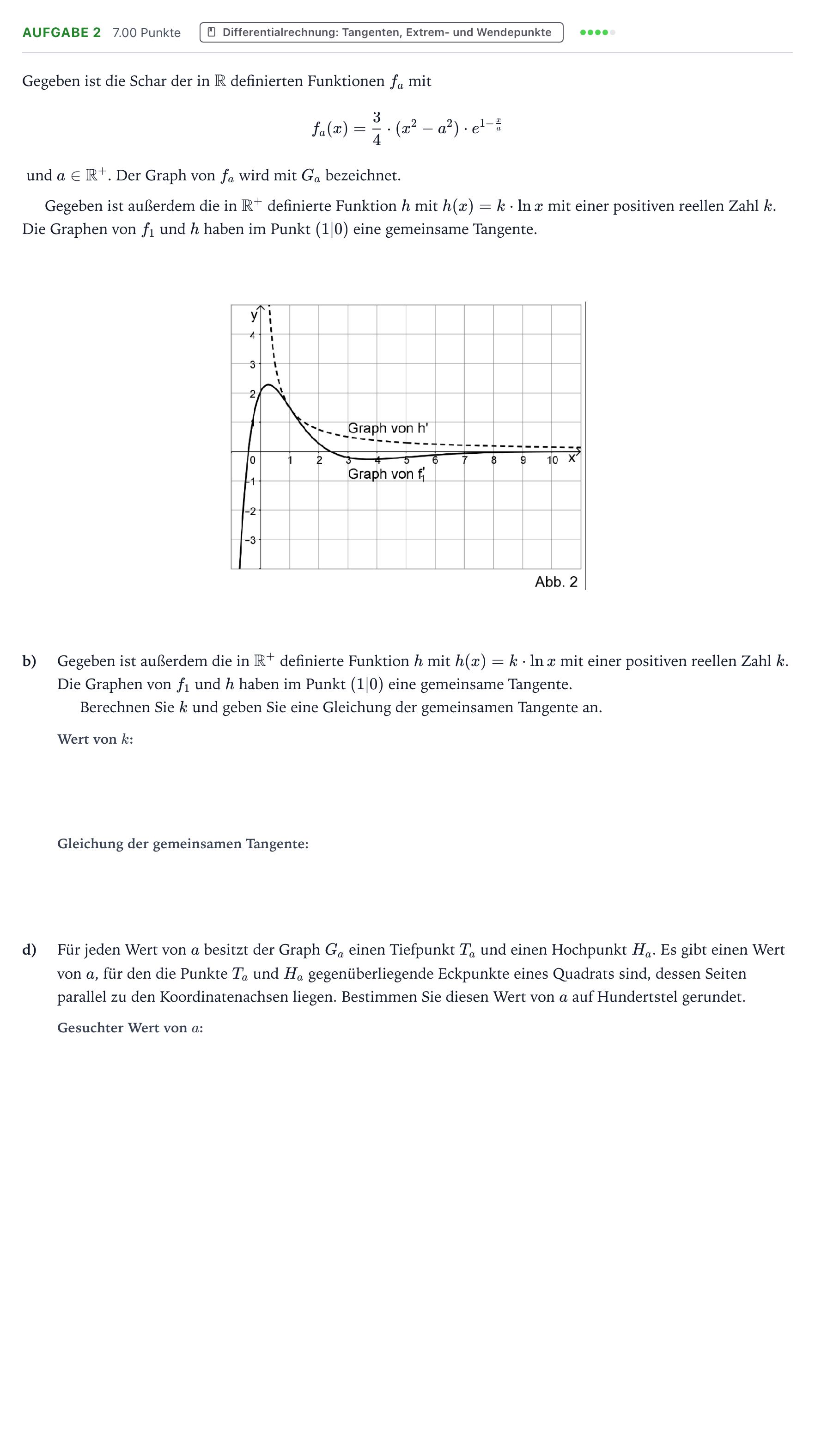 Aufgabenstellung: Aufgabe 2 - Differentialrechnung · Abitur NRW Mathematik LK · Teil B · Analysis (CAS) 2026