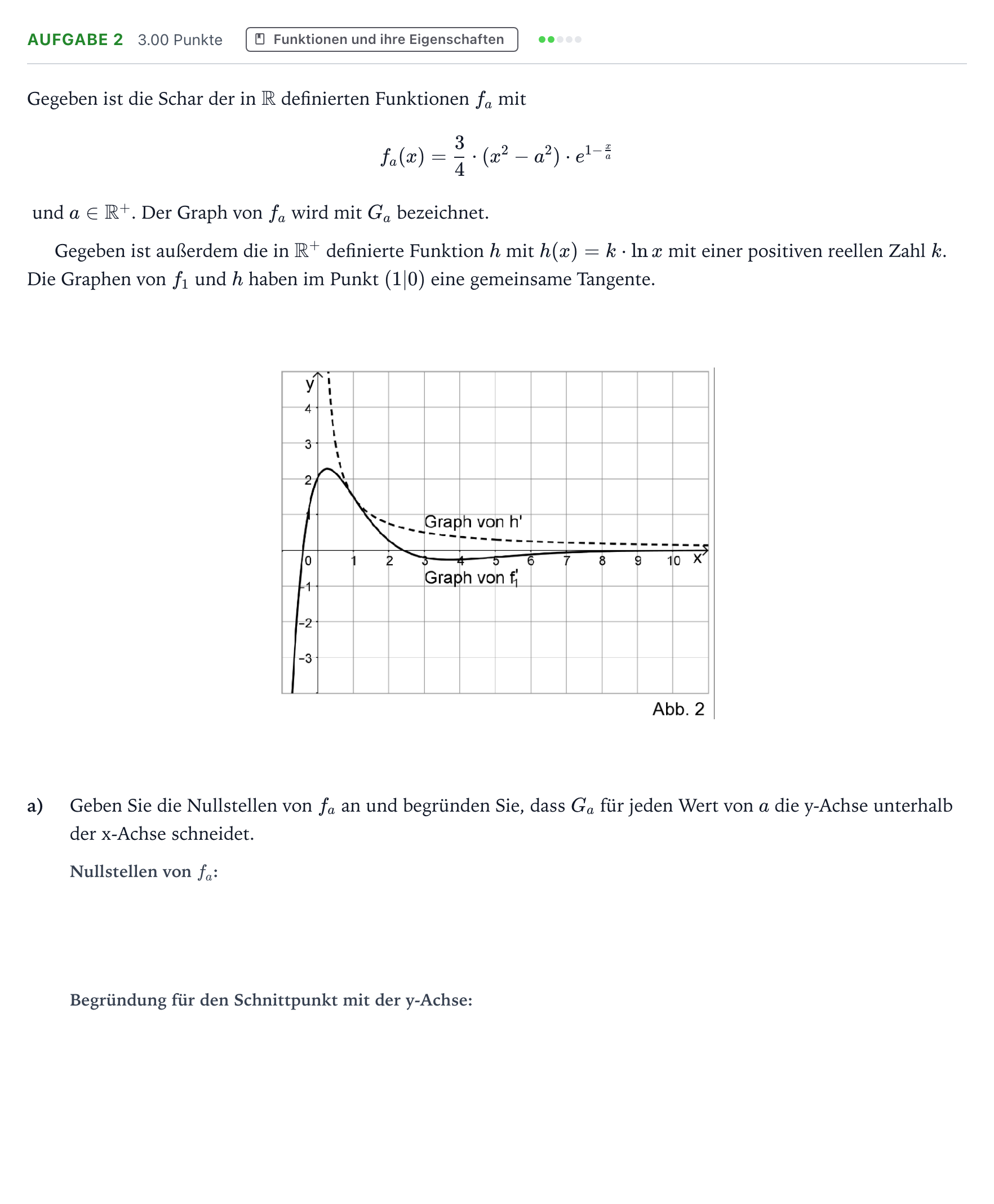 Aufgabenstellung: Aufgabe 2 - Funktionen und ihre Eigenschaften · Abitur NRW Mathematik LK · Teil B · Analysis (CAS) 2026