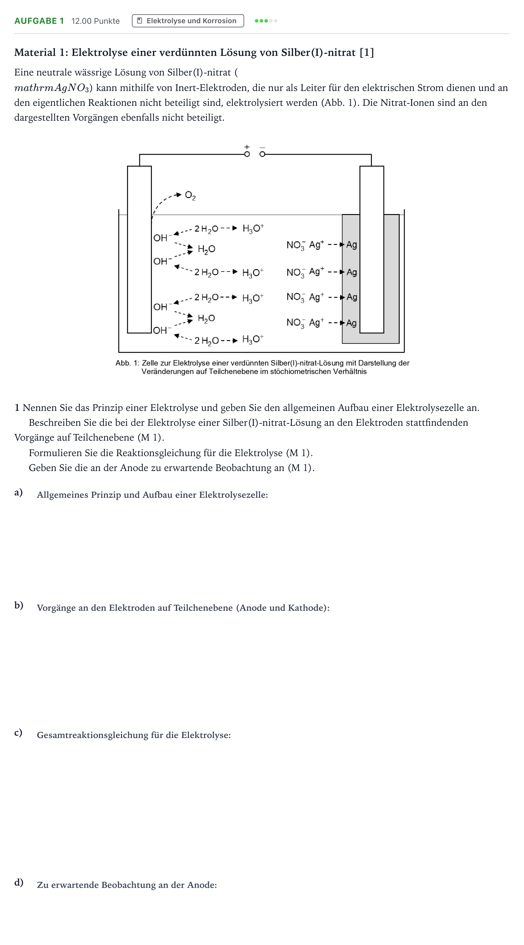 Aufgabenstellung: Aufgabe 1 · Abitur NRW Chemie GK · Versilbern von Gegenständen 2026