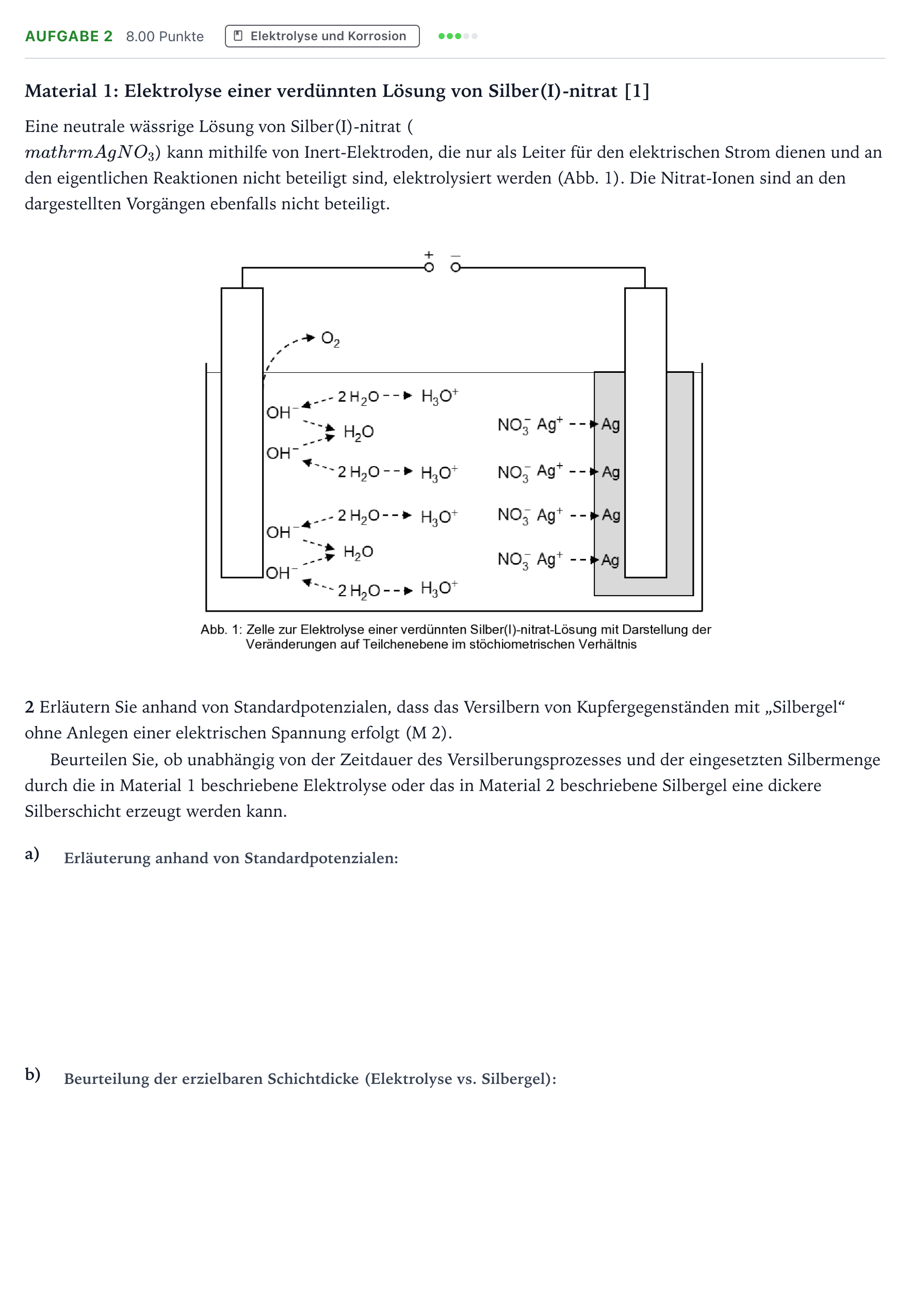 Aufgabenstellung: Aufgabe 2 · Abitur NRW Chemie GK · Versilbern von Gegenständen 2026