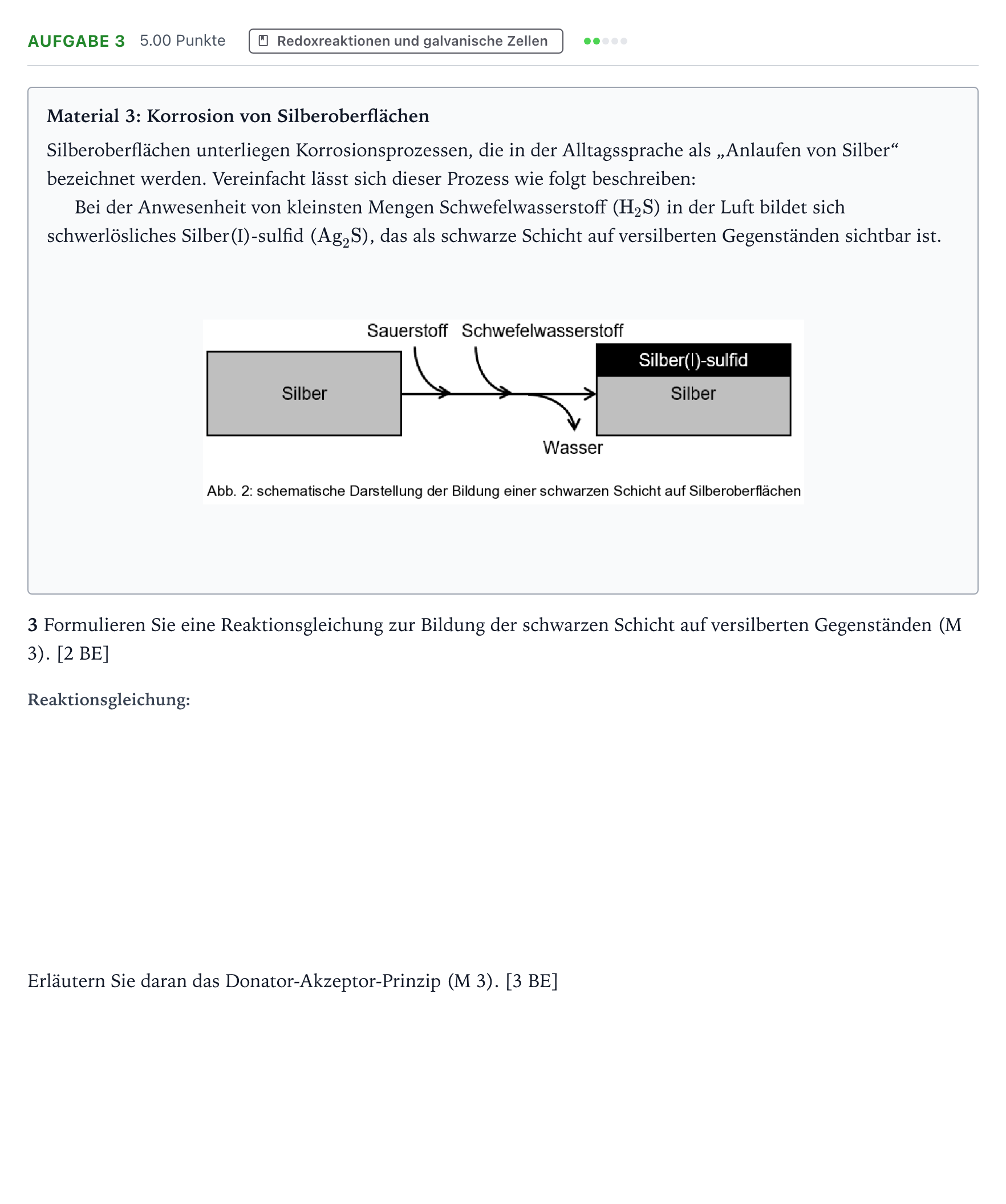 Aufgabenstellung: Aufgabe 3 · Abitur NRW Chemie GK · Versilbern von Gegenständen 2026