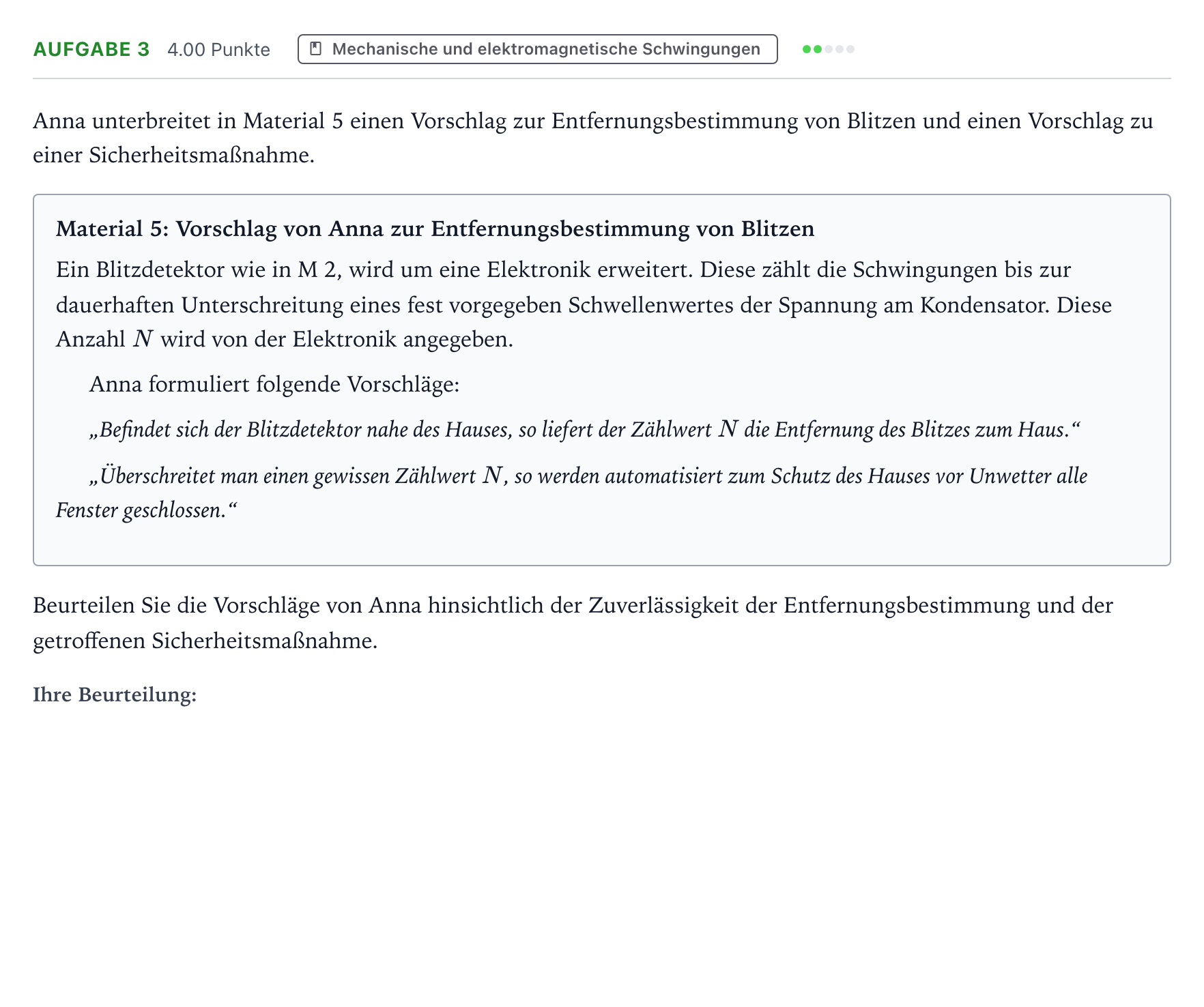 Aufgabenstellung: Aufgabe 3 · Abitur NRW Physik LK · Blitzdetektor 2026