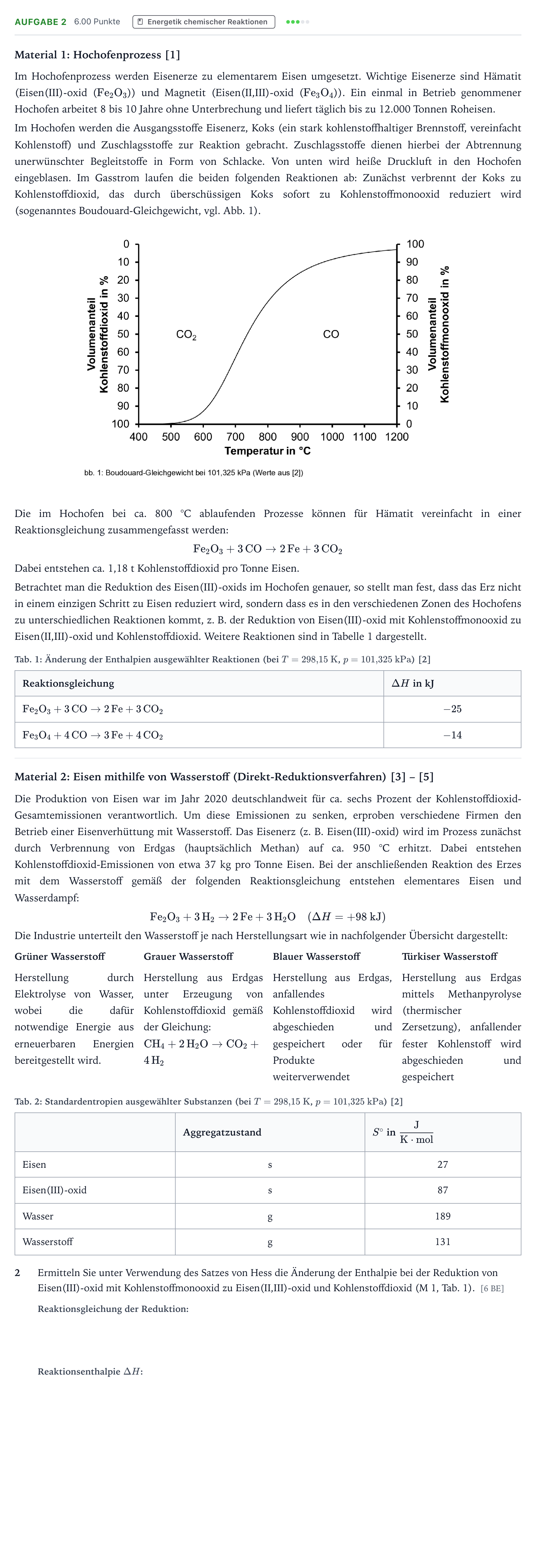 Aufgabenstellung: Aufgabe 2 · Abitur NRW Chemie LK · Viele Wege führen zum Eisen 2025