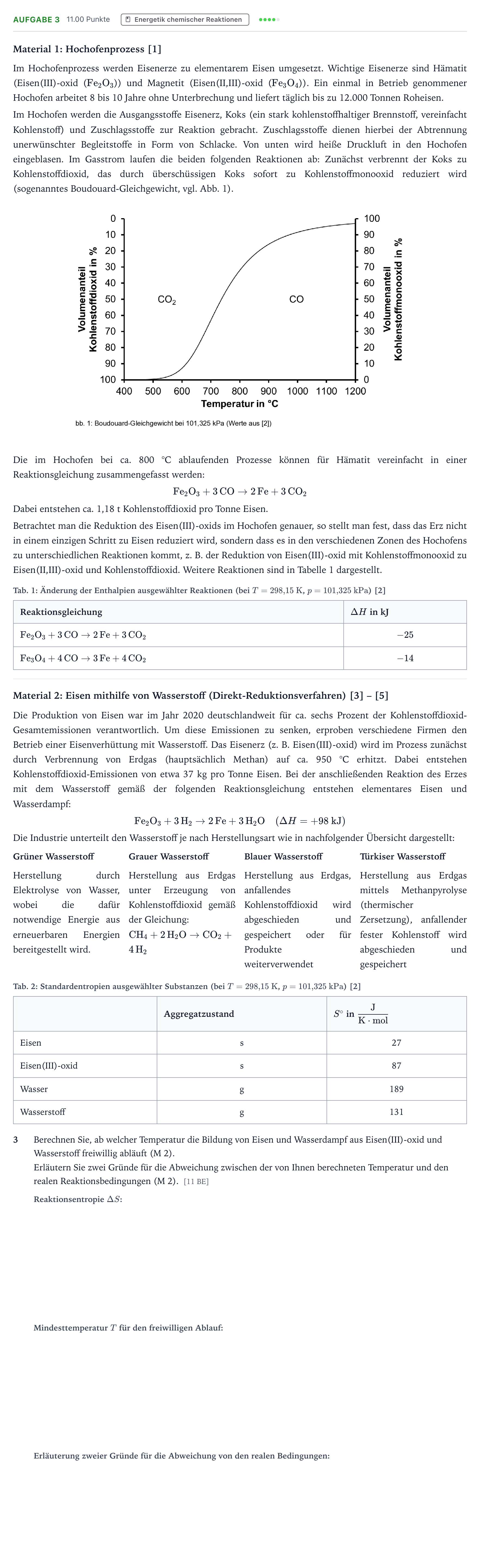 Aufgabenstellung: Aufgabe 3 · Abitur NRW Chemie LK · Viele Wege führen zum Eisen 2025