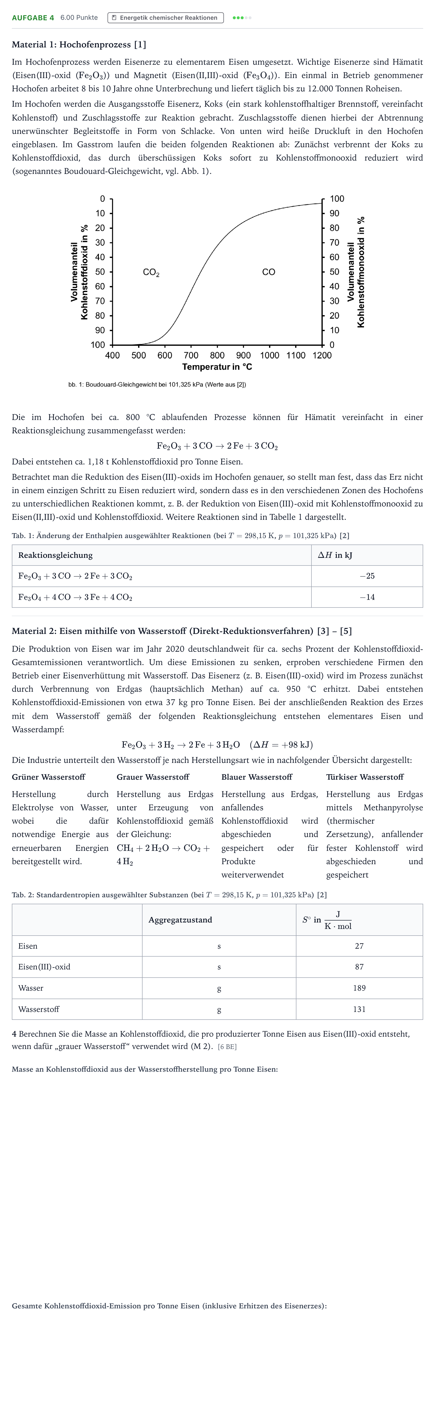 Aufgabenstellung: Aufgabe 4 · Abitur NRW Chemie LK · Viele Wege führen zum Eisen 2025