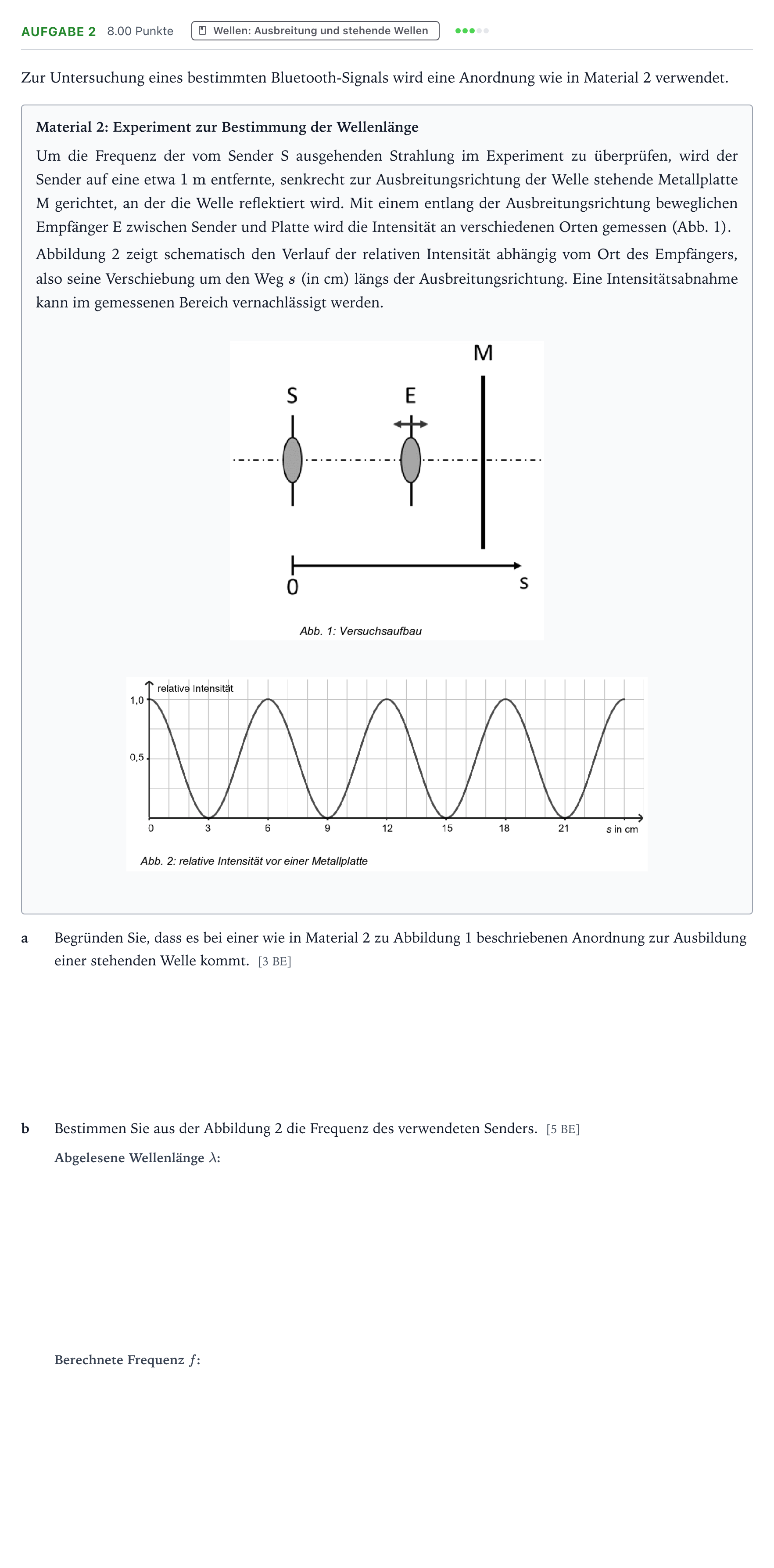 Aufgabenstellung: Aufgabe 2 · Abitur NRW Physik LK · Bluetooth-Signale 2025