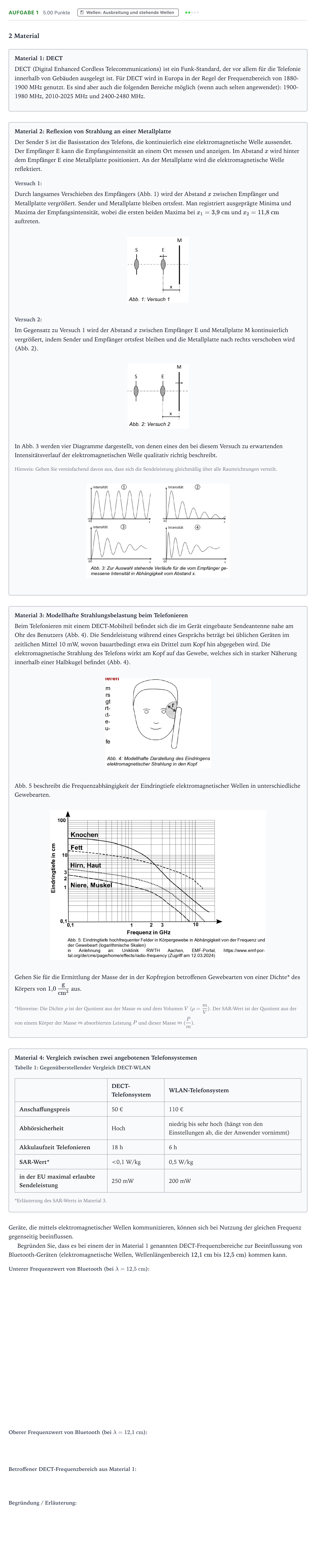 Aufgabenstellung: Aufgabe 1 · Abitur NRW Physik LK · DECT-Telefon 2025