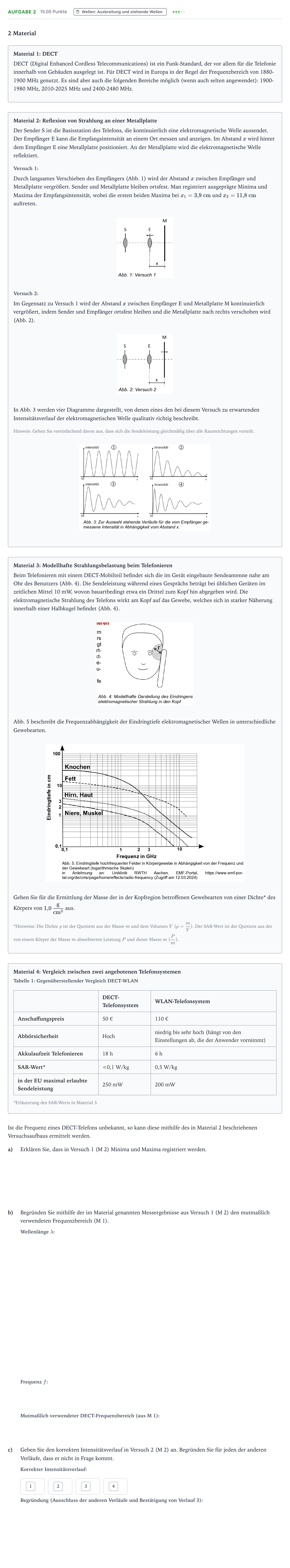 Aufgabenstellung: Aufgabe 2 · Abitur NRW Physik LK · DECT-Telefon 2025