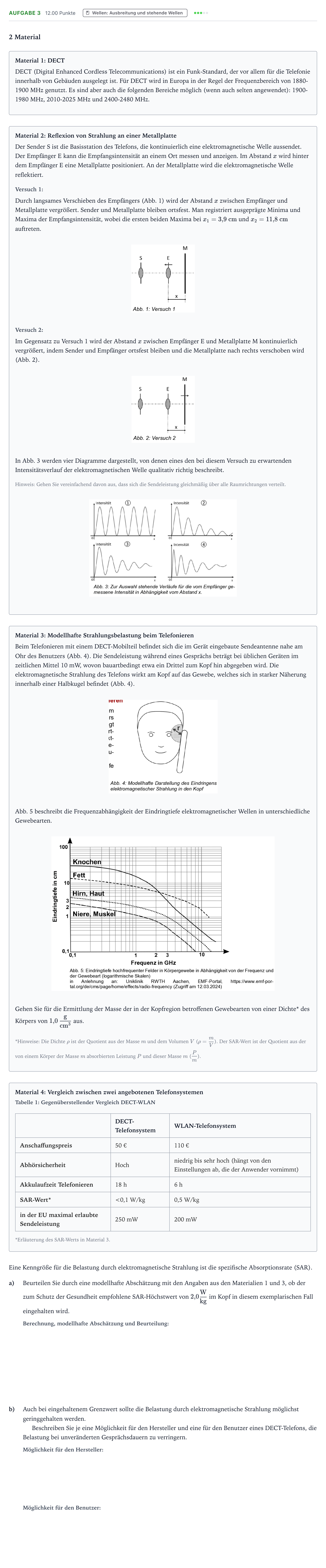 Aufgabenstellung: Aufgabe 3 · Abitur NRW Physik LK · DECT-Telefon 2025