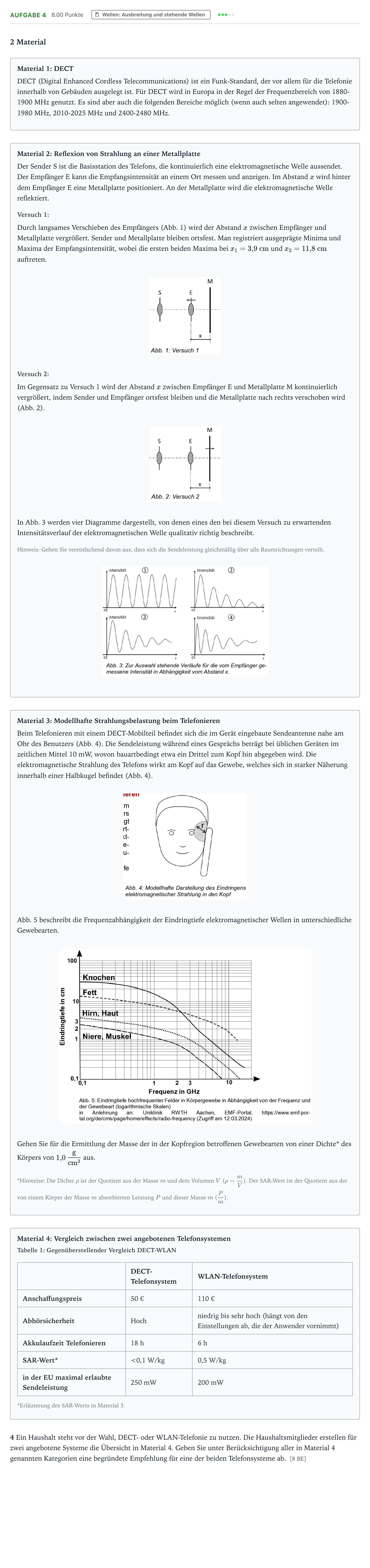Aufgabenstellung: Aufgabe 4 · Abitur NRW Physik LK · DECT-Telefon 2025