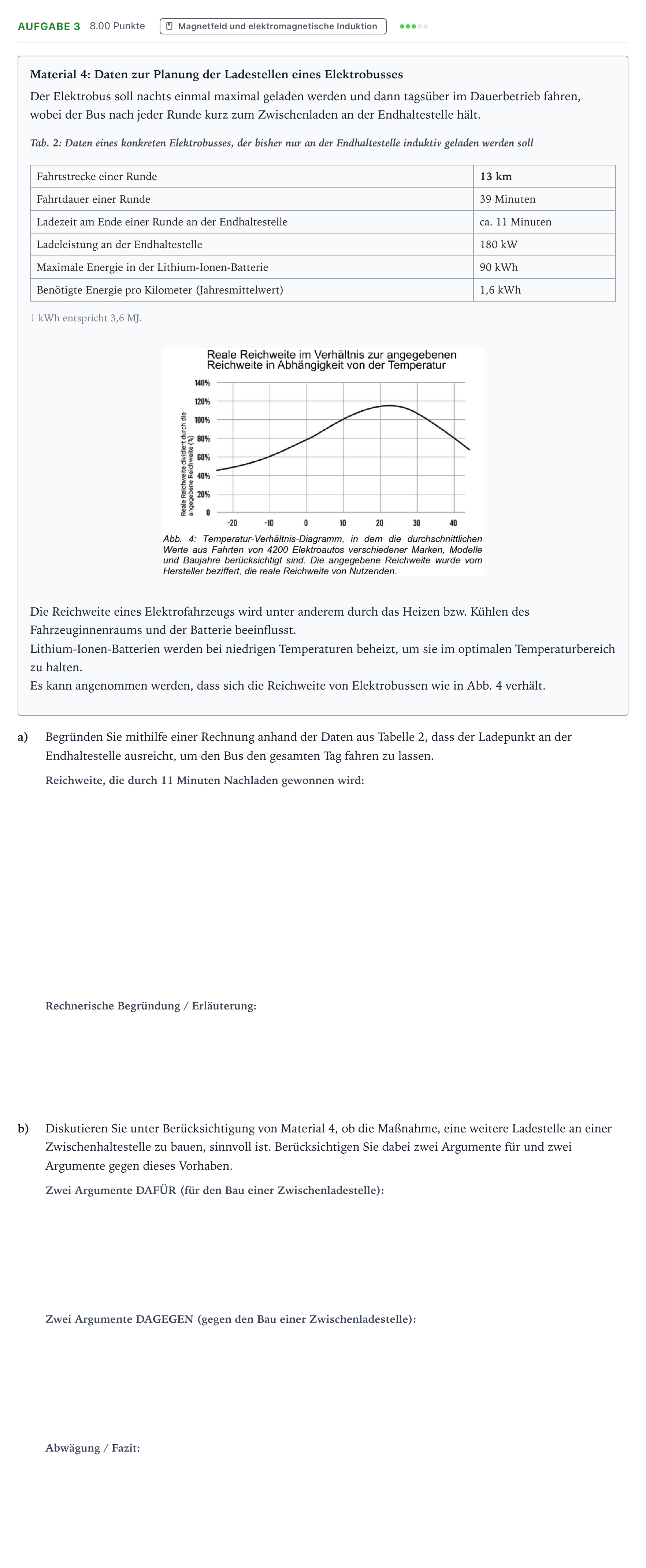 Aufgabenstellung: Aufgabe 3 · Abitur NRW Physik GK · Elektrobus 2026