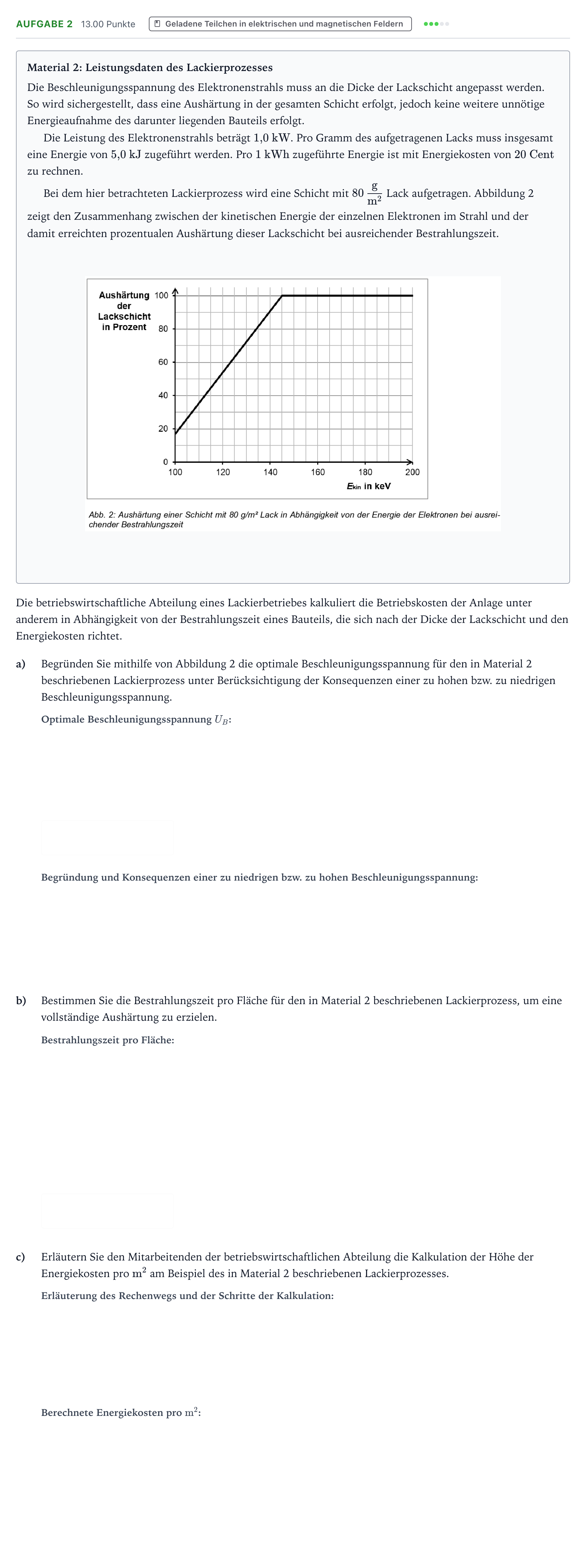 Aufgabenstellung: Aufgabe 2 · Abitur NRW Physik GK · Elektronenstrahlhärtung 2026