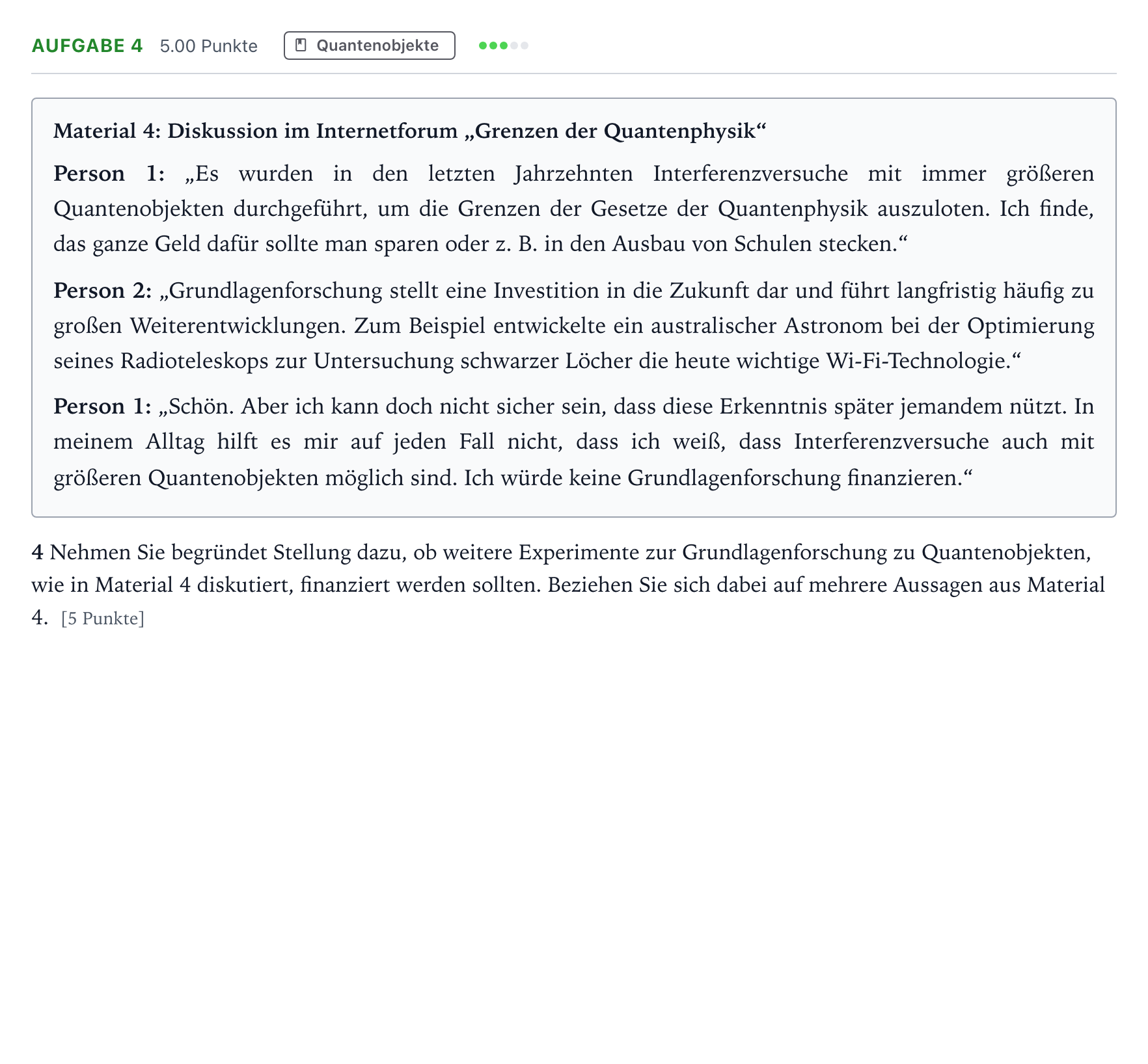 Aufgabenstellung: Aufgabe 4 · Abitur NRW Physik LK · Fullerene EN 2025