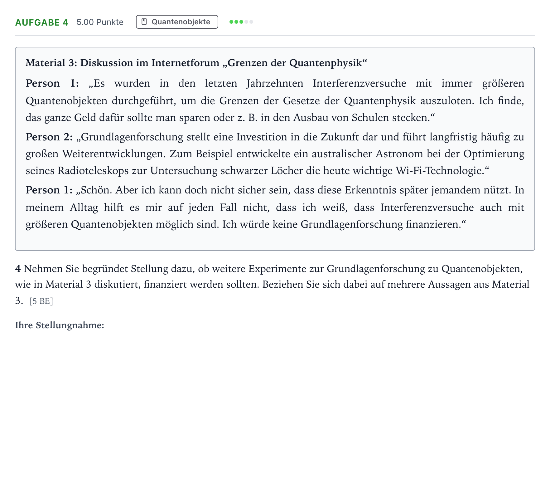 Aufgabenstellung: Aufgabe 4 · Abitur NRW Physik GK · Fullerene GN 2025