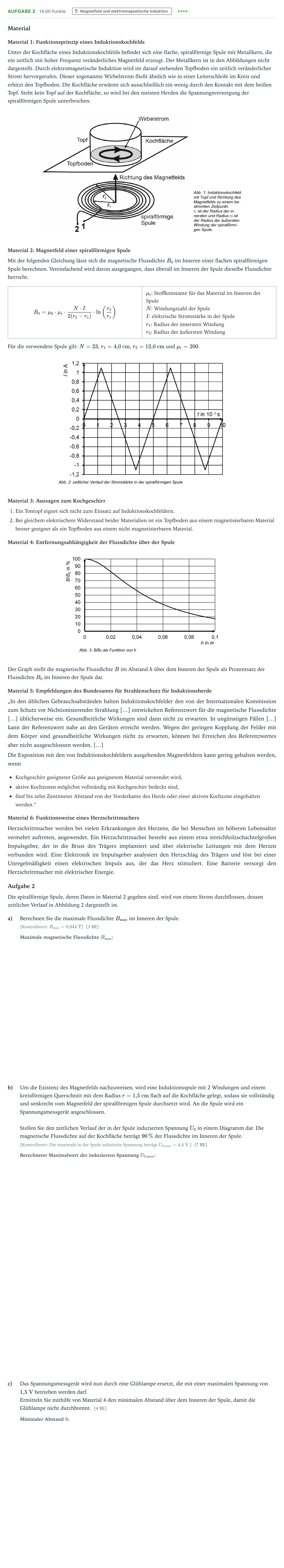 Aufgabenstellung: Aufgabe 2 · Abitur NRW Physik GK · Induktionsherd 2026