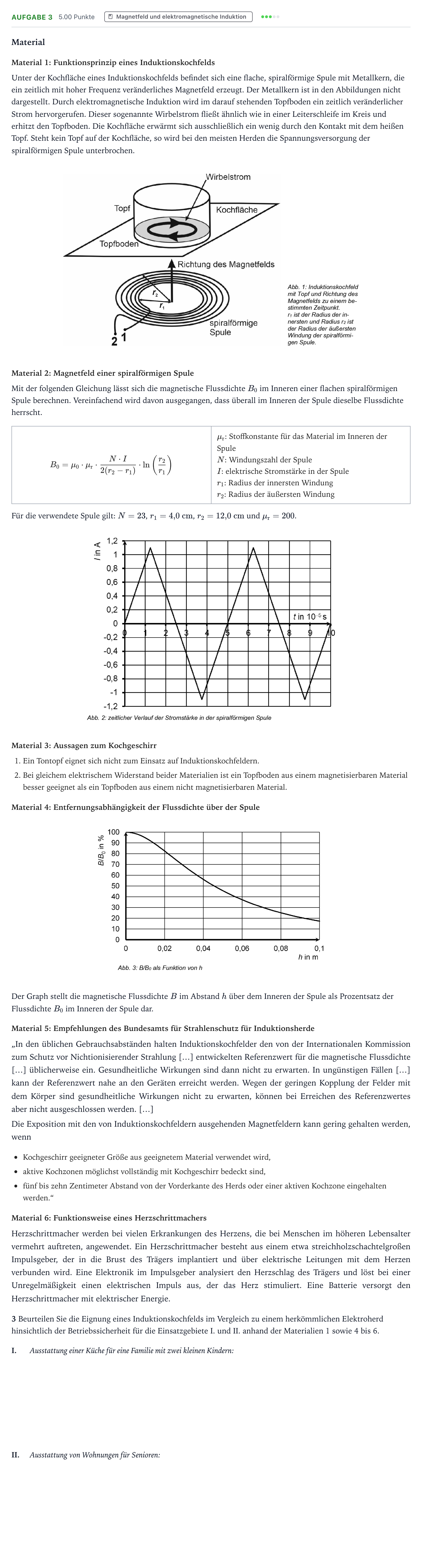 Aufgabenstellung: Aufgabe 3 · Abitur NRW Physik GK · Induktionsherd 2026