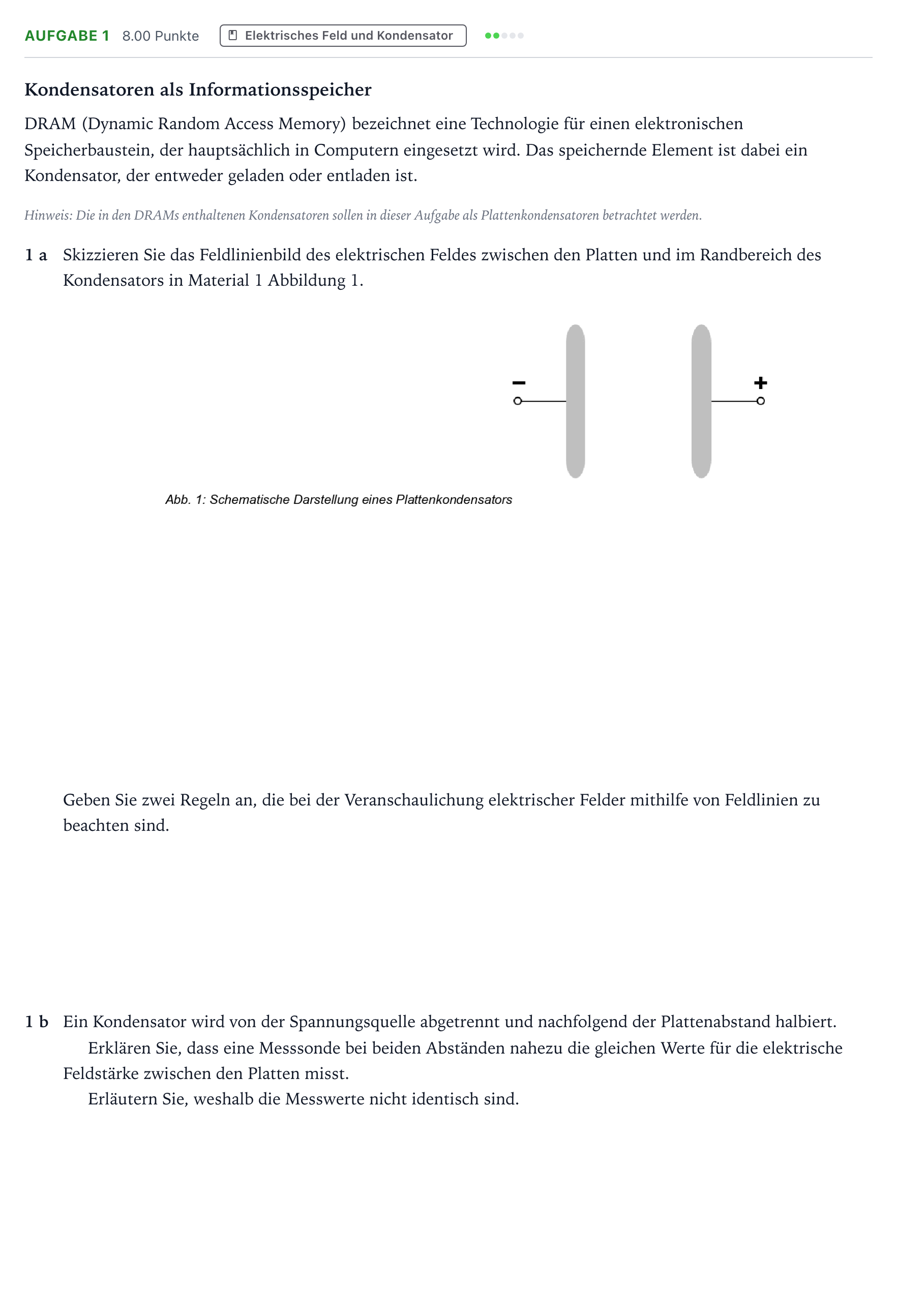 Aufgabenstellung: Aufgabe 1 · Abitur NRW Physik GK · Informationsspeicher 2025