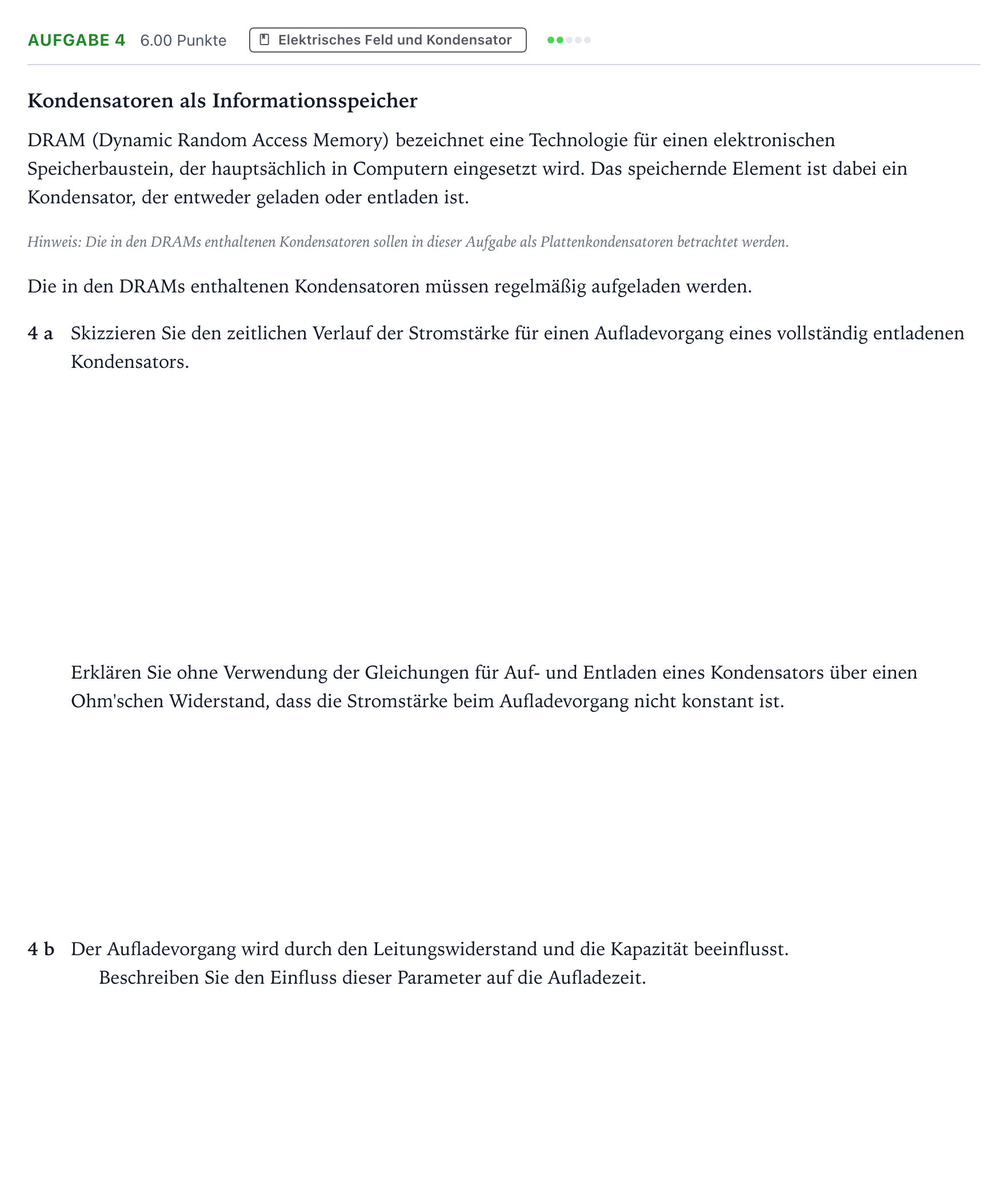 Aufgabenstellung: Aufgabe 4 · Abitur NRW Physik GK · Informationsspeicher 2025